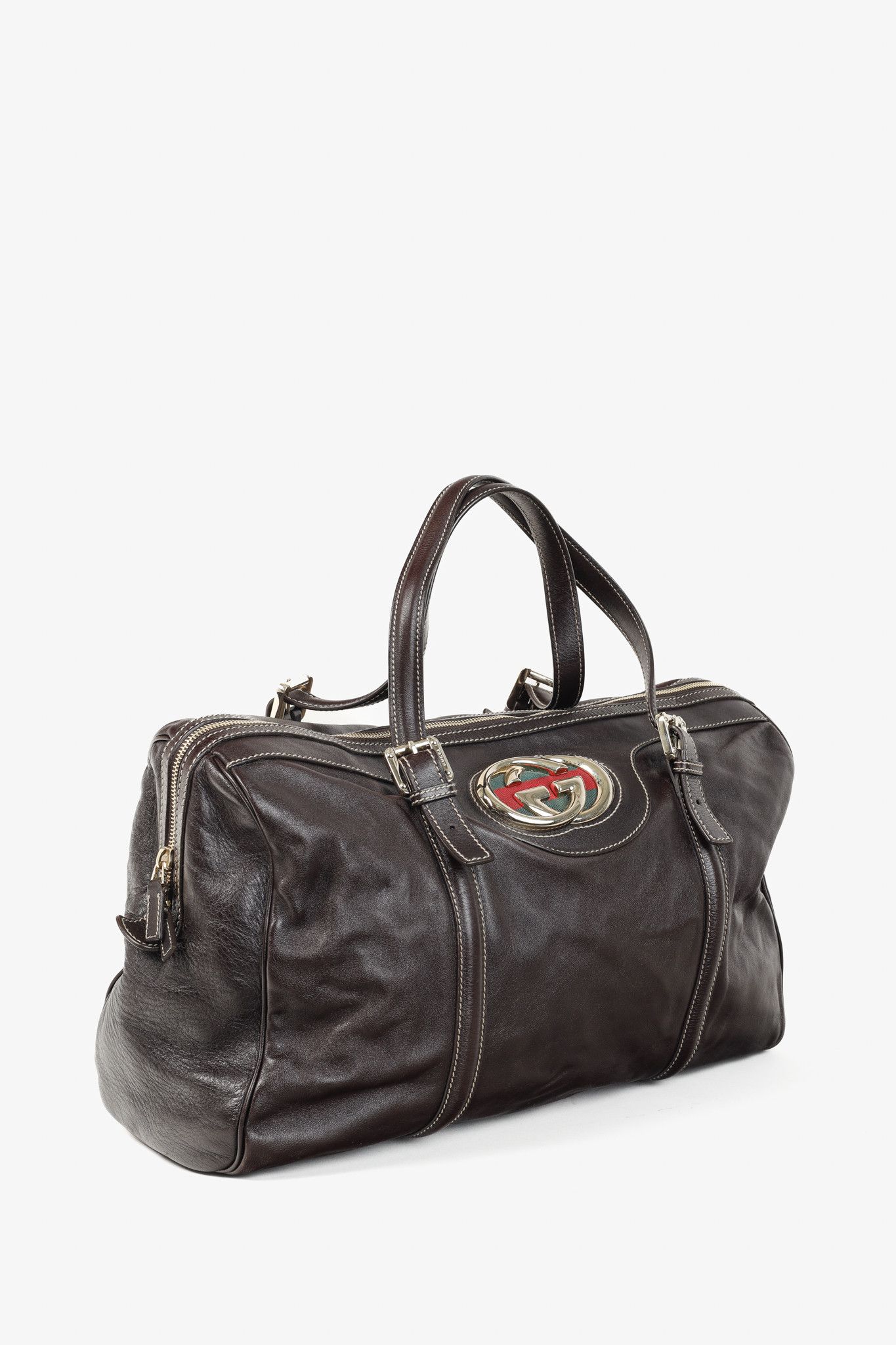 Gucci Gucci Britt Boston Web Brown-Leather Bag Size ONE SIZE - 2 Thumbnail