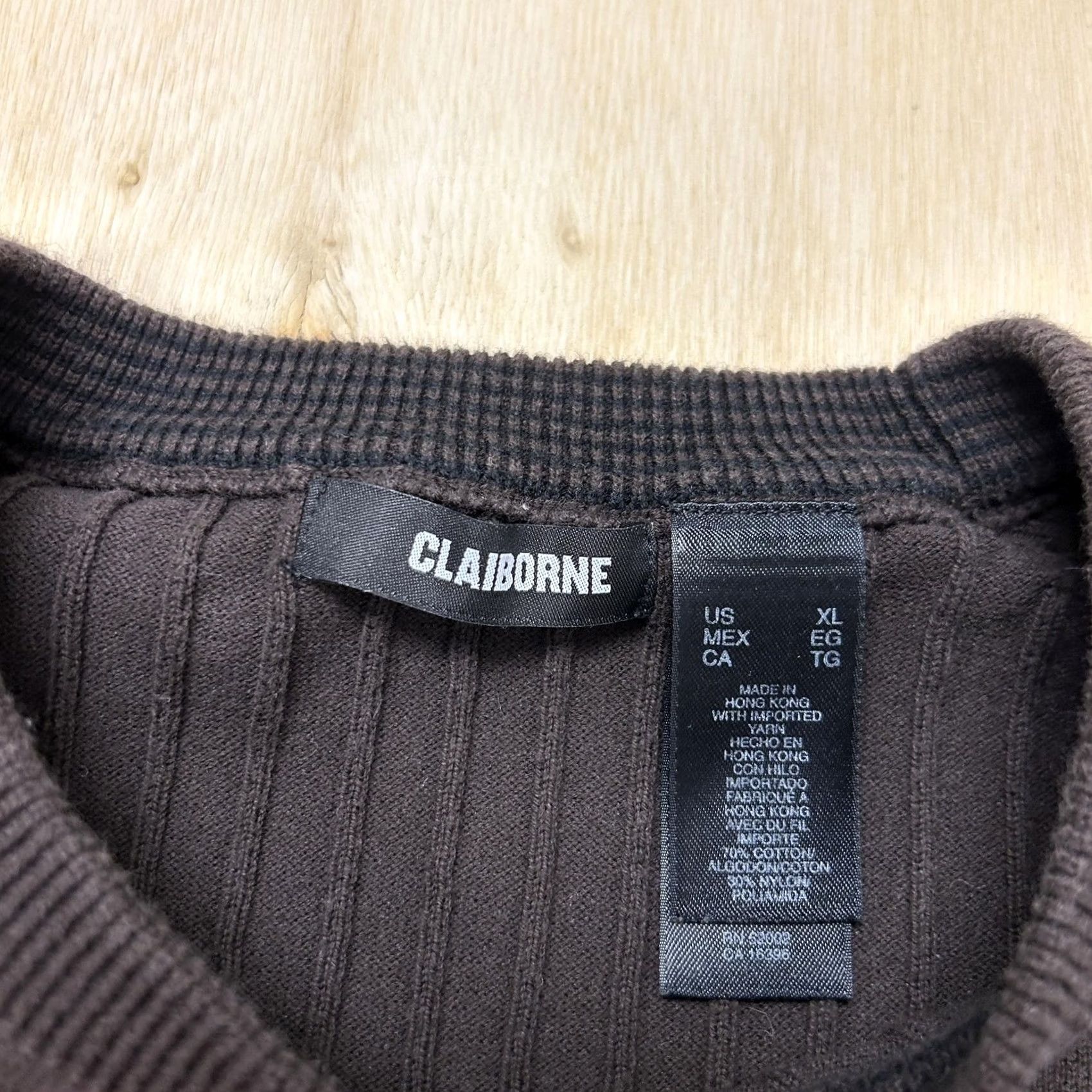 Liz Claiborne Claiborne Sweater Womens XL Brown Ribbed Knit Crewneck Pullover Long Sleeve Y2K Size XL / US 12-14 / IT 48-50 - 3 Thumbnail