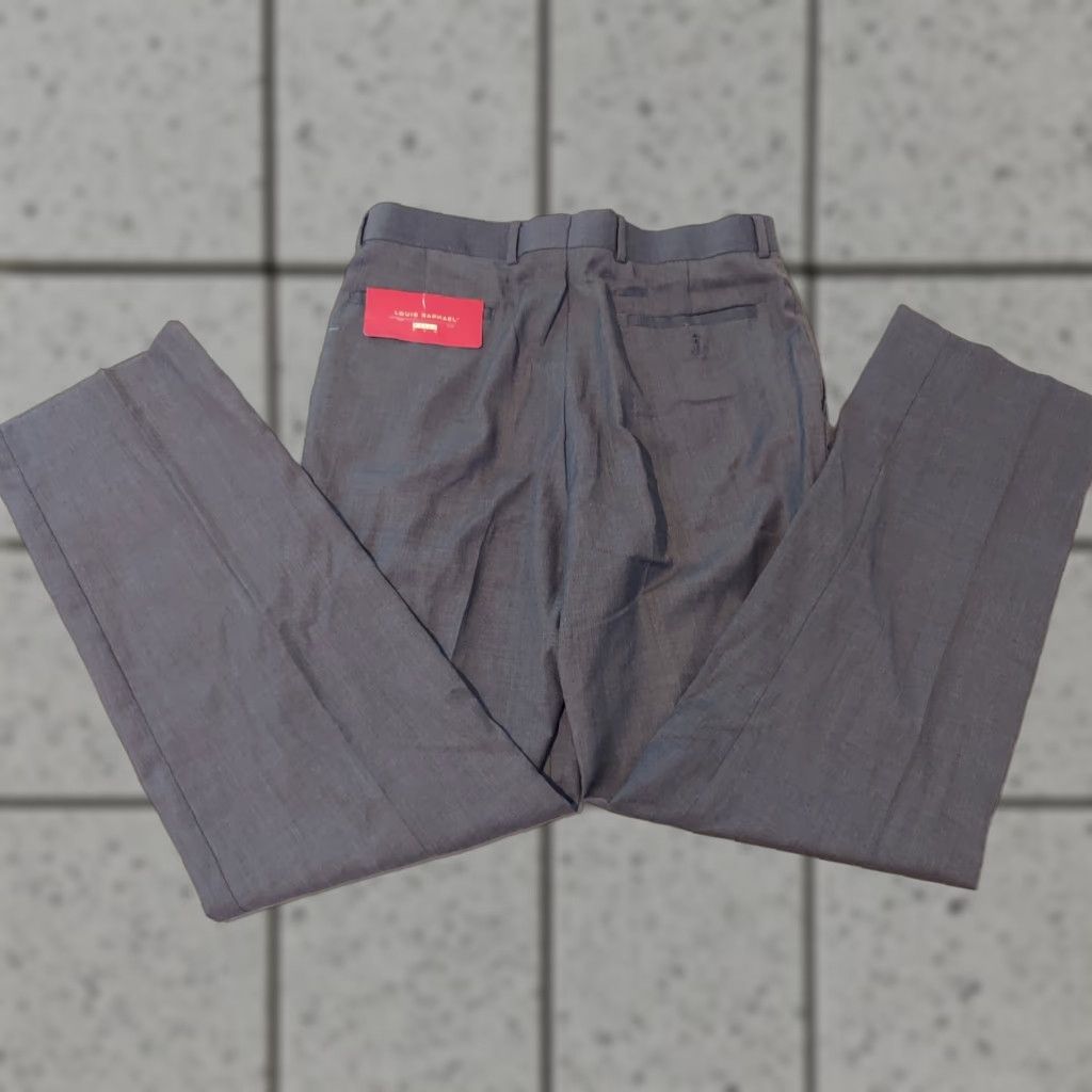 Vintage Louis Raphael New Dress Pants 36x34 Gray Chino Slack Trouser Mens Size US 36 / EU 52 - 1 Thumbnail