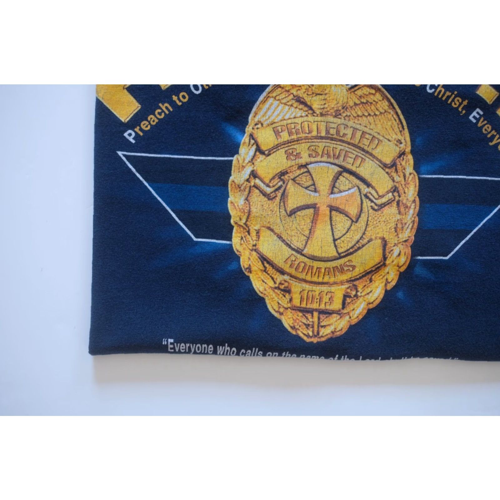 Vintage VINTAGE Tennessee River Bible God Romans 10:13 90s Police Protected T-Shirt XL Black Men Shirt Size US XL / EU 56 / 4 - 4 Thumbnail