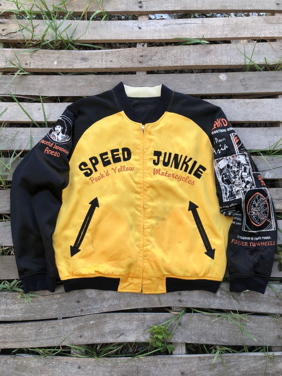 Japanese Brand Vintage Sukajan Peak'd Yellow Embroidery Reversible Jacket Size US M / EU 48-50 / 2 - 2 Thumbnail