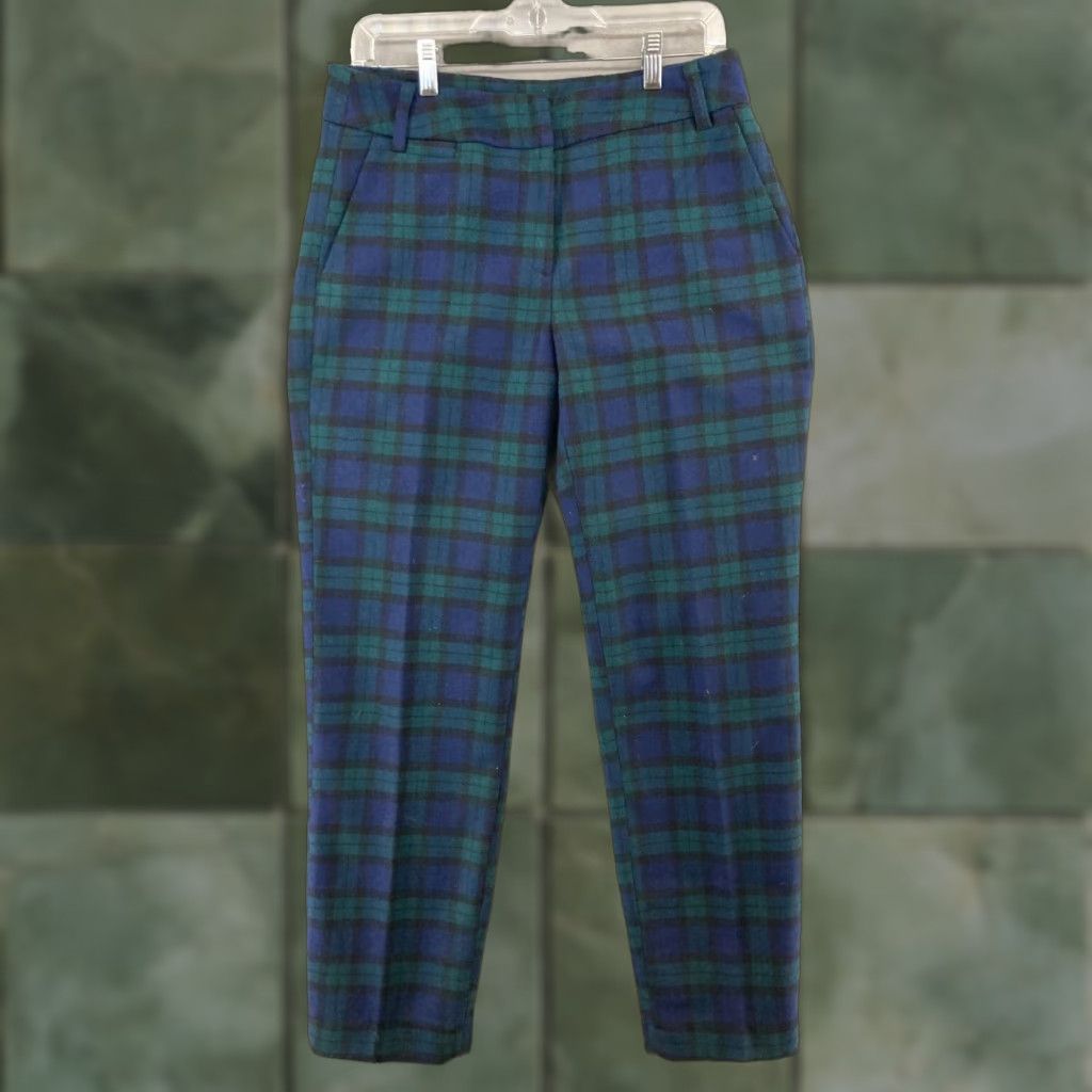 Vintage Chadwicks Womens Pants 6 Blue Plaid Green Lined Dress Pants Casual Workwear Size 28" / US 6 / IT 42 - 1 Thumbnail
