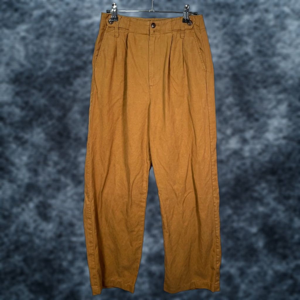 Madewell Madewell Pants Womens 00 Harlow Wide-Leg Brown Twill Linen Lyocell Cotton Blend Modern Chino 27in Inseam Womens Size 24" / US 00 / IT 34 - 1 Thumbnail
