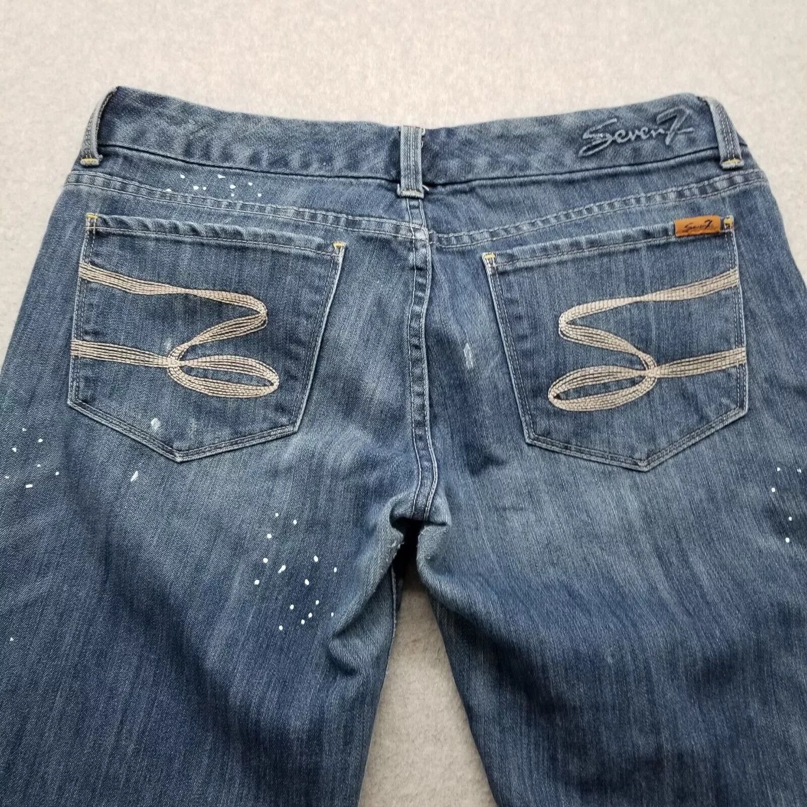 Seven 7 Seven7 Jeans Womens 33x33 Blue Denim Flared Stretch Size 33" - 10 Thumbnail