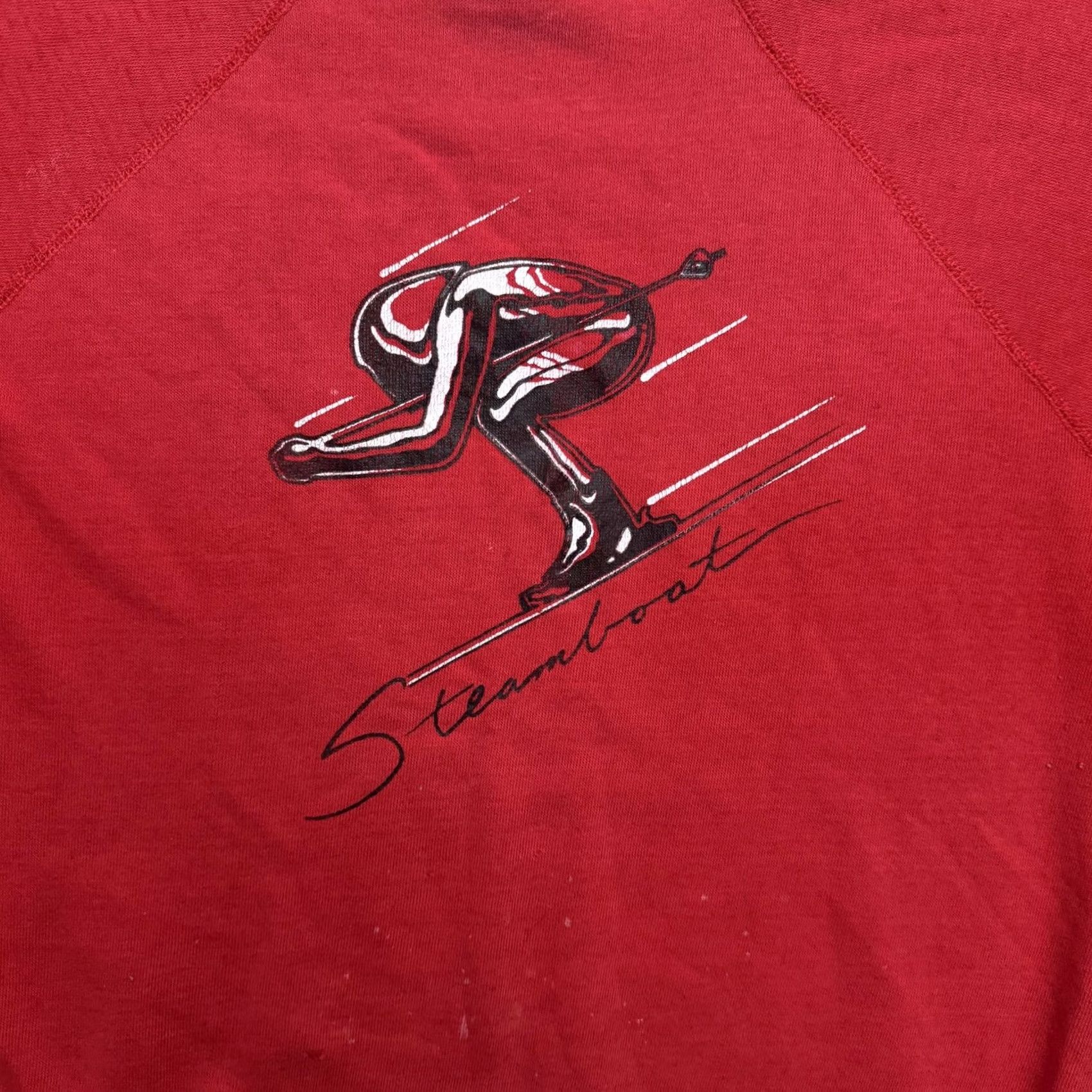 Vintage VINTAGE Steamboat Ski Sweatshirt Mens M Red Graphic Fleece Raglan Pullover Size US M / EU 48-50 / 2 - 2 Thumbnail