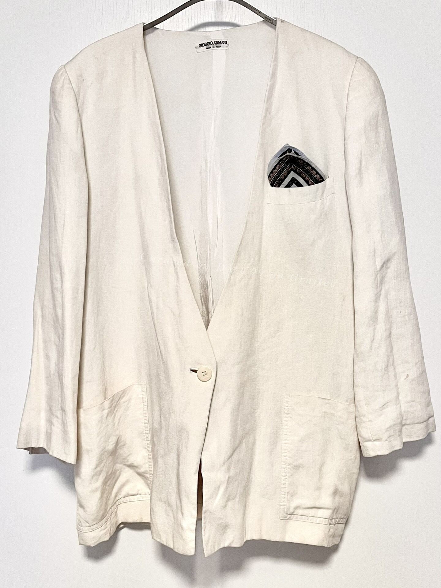 Giorgio Armani Giorgio Armani Beige Linen Blazer Size US M / EU 48-50 / 2 - 1 Thumbnail