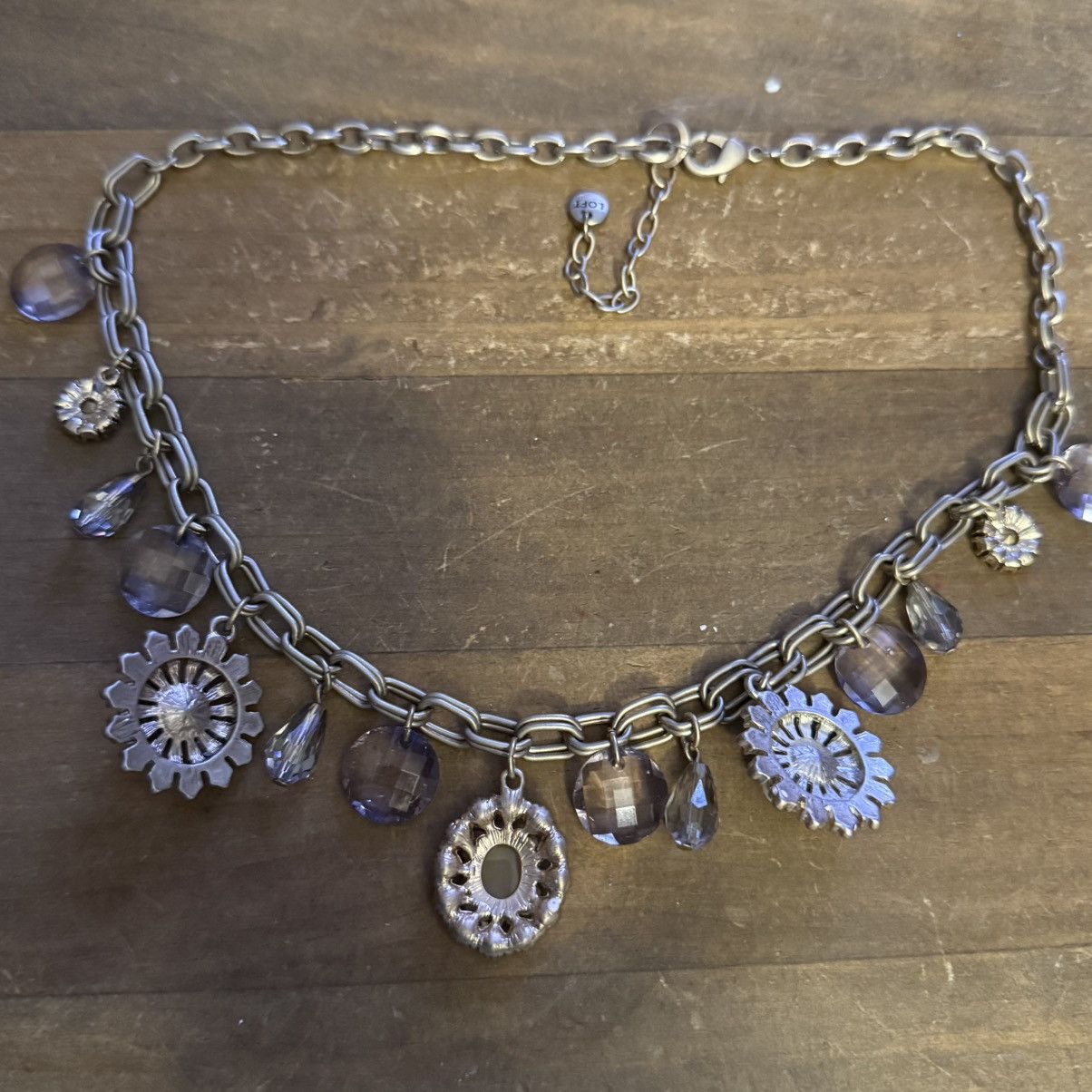 Loft Loft silver tone rhinestone floral charm necklace Size ONE SIZE - 7 Thumbnail