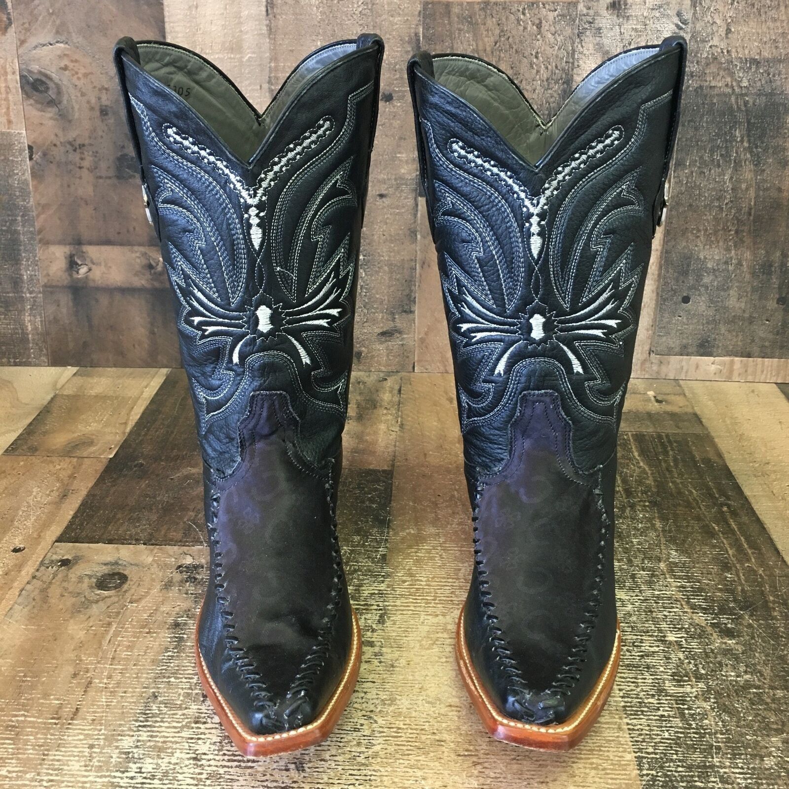 Vintage Los Altos Pointed Toe Western Black Cowboy Boots Mens 8.5 EE Size US 8.5 / EU 41-42 - 7 Thumbnail