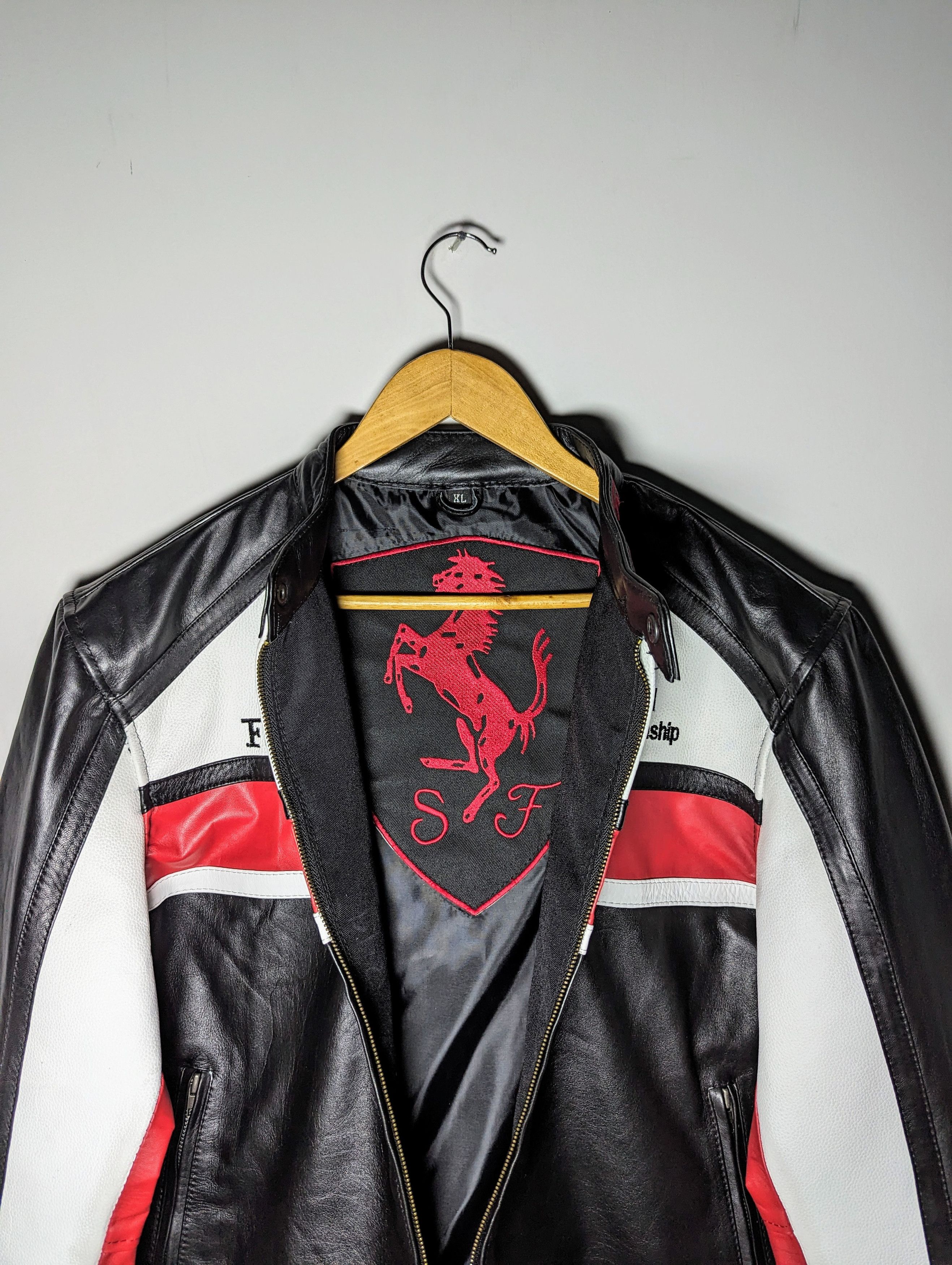 Ferrari 🔥VINTAGE FERRARI LEATHER JACKET Formula 1 STREETWEAR Racing Size US L / EU 52-54 / 3 - 7 Thumbnail