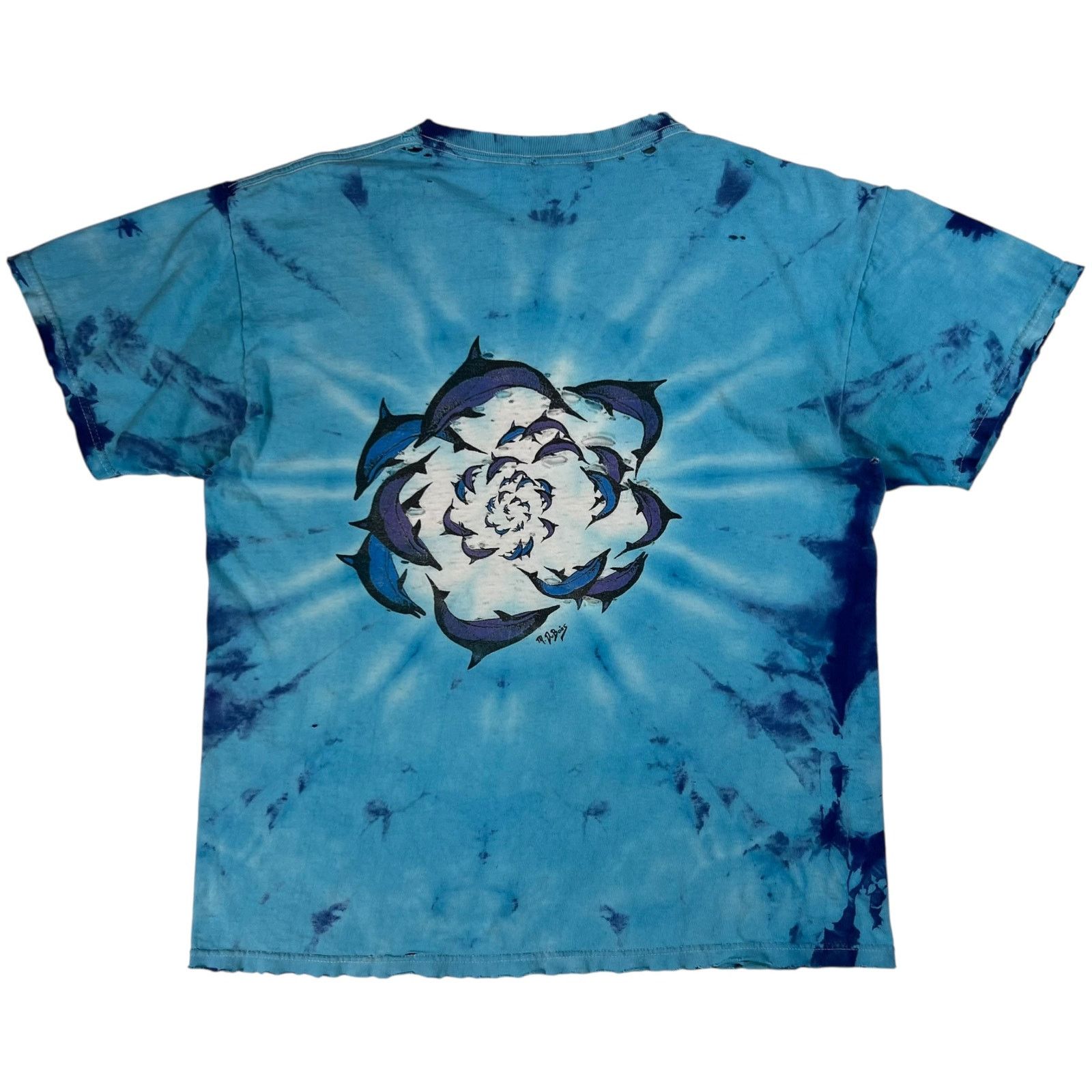 Vintage Vintage Dolphin Mermaid tie dye distressed M. Dubois art tee Size US L / EU 52-54 / 3 - 9 Thumbnail