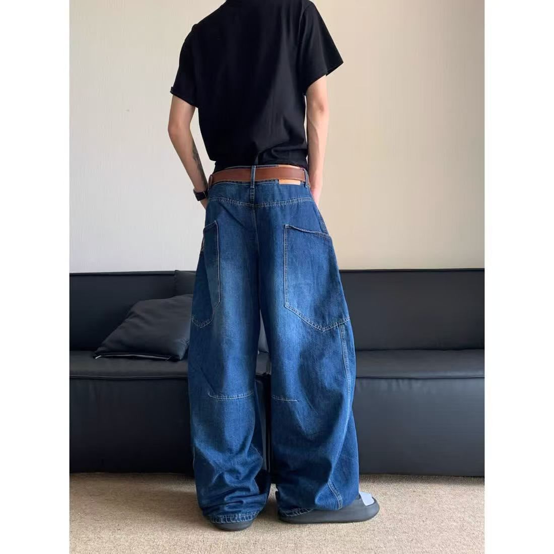 Japanese Brand × Jean American street loose washed vintage wide-leg scimitar jeans Size US 32 / EU 48 - 4 Thumbnail