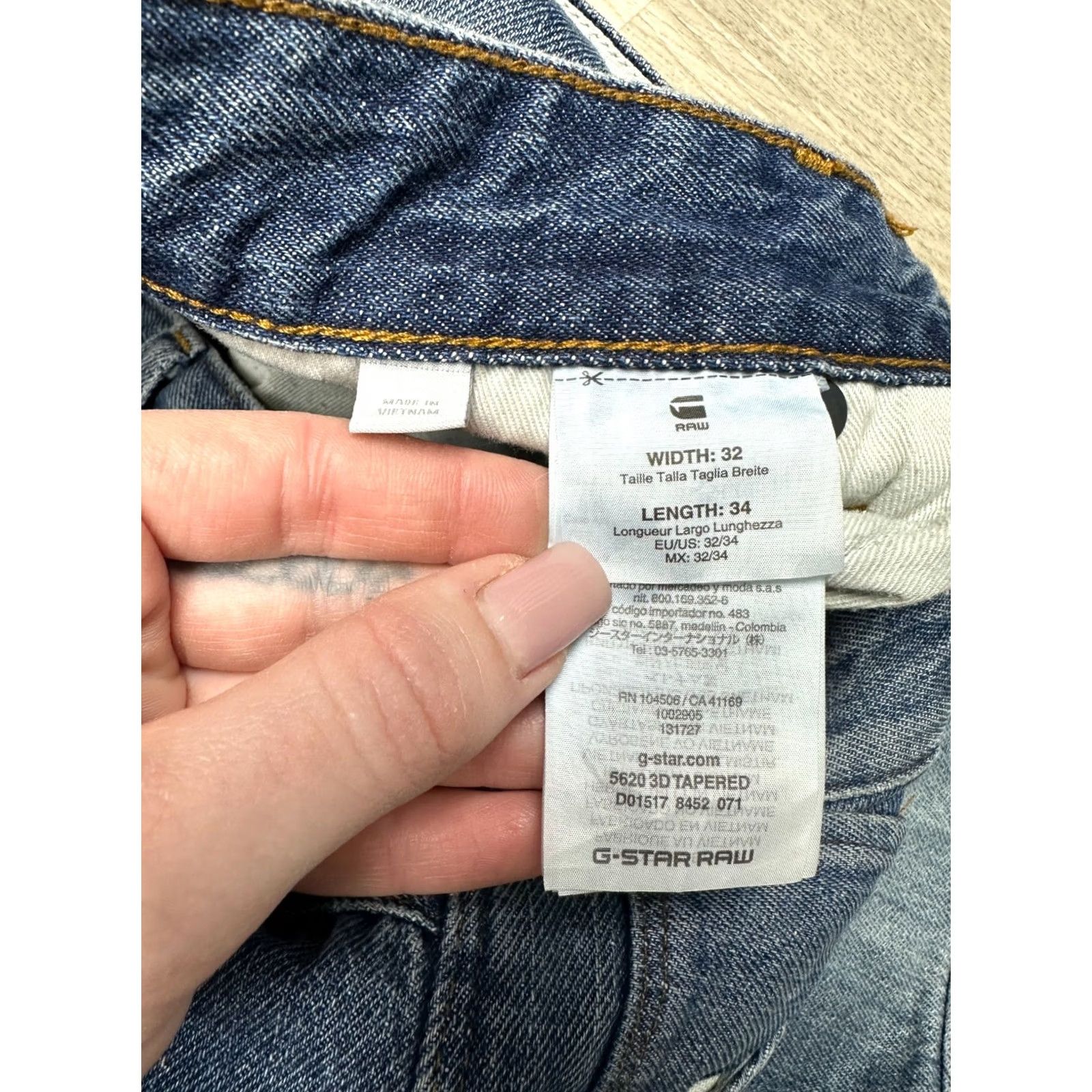 G Star Raw 5620 3D Tapered Denim Double Knee Pants Jeans Blue Size