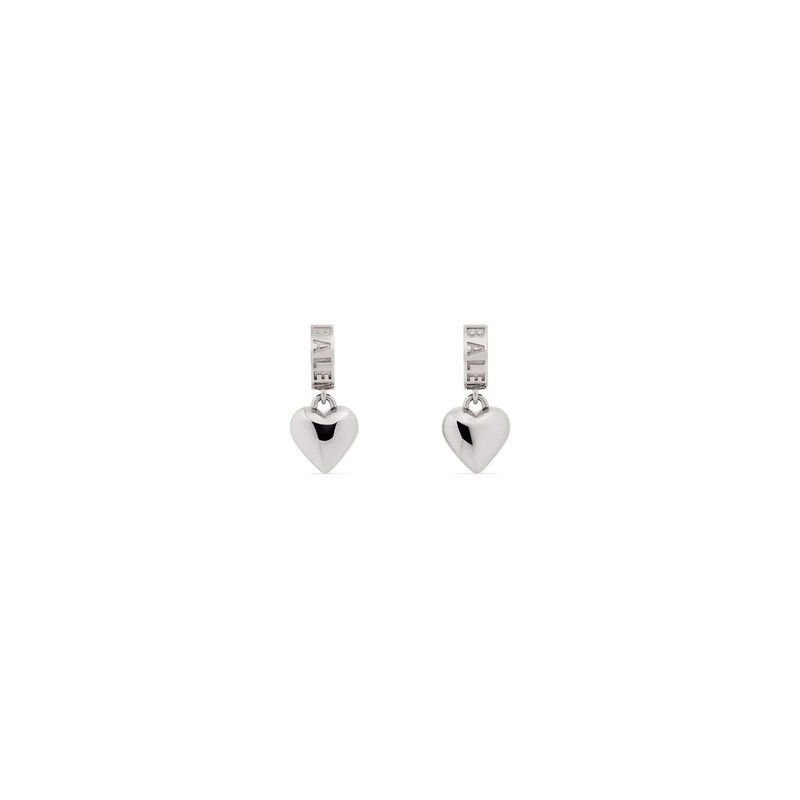 Balenciaga o1tr1nto0725 Size: OS / Sharp Heart Earrings in Silver Size ONE SIZE - 1 Thumbnail