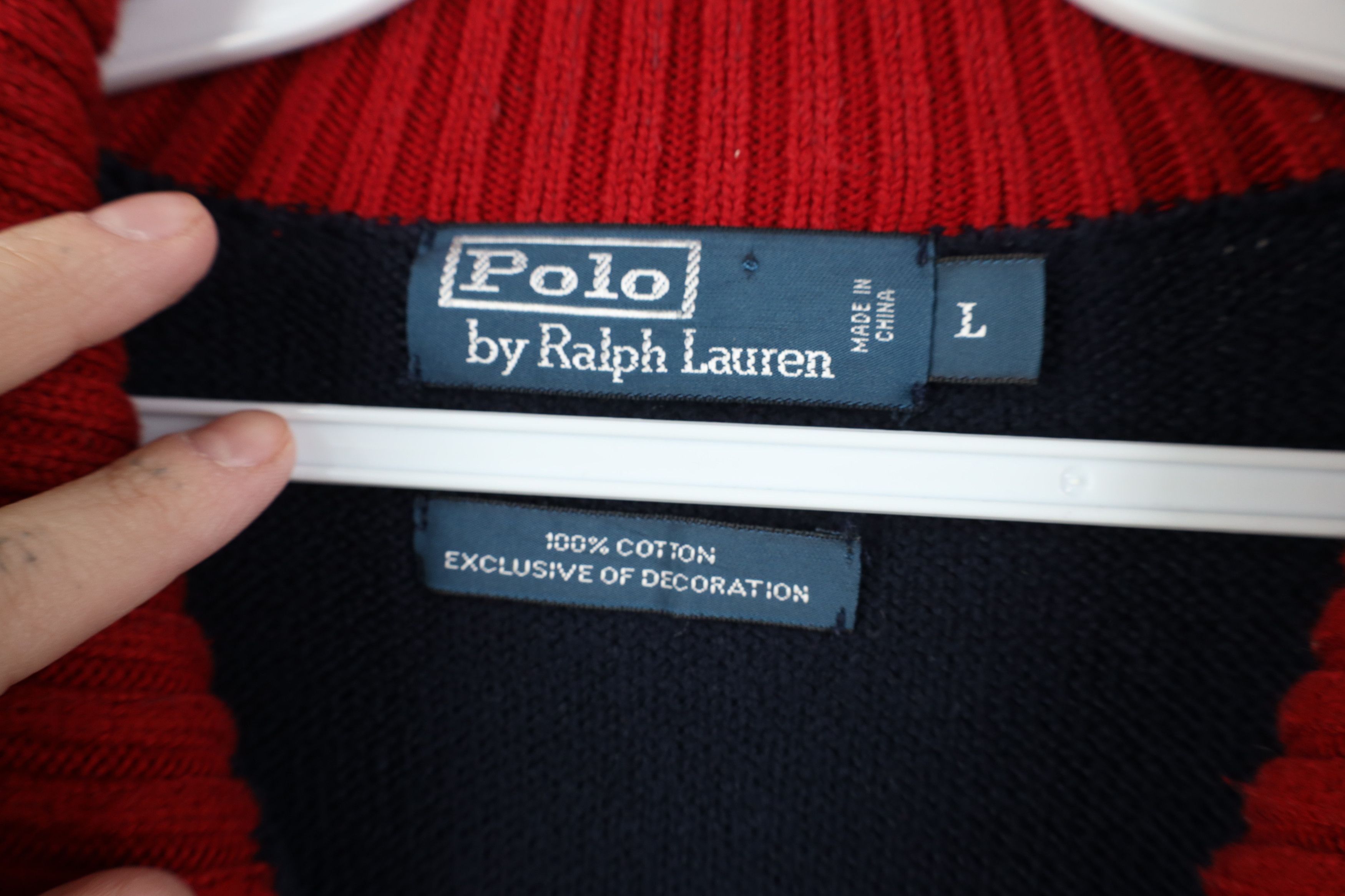 Polo Ralph Lauren Vintage 90s Ralph Lauren Ribbed Knit 1/4 1/2 Zip Sweater Size US L / EU 52-54 / 3 - 10 Thumbnail