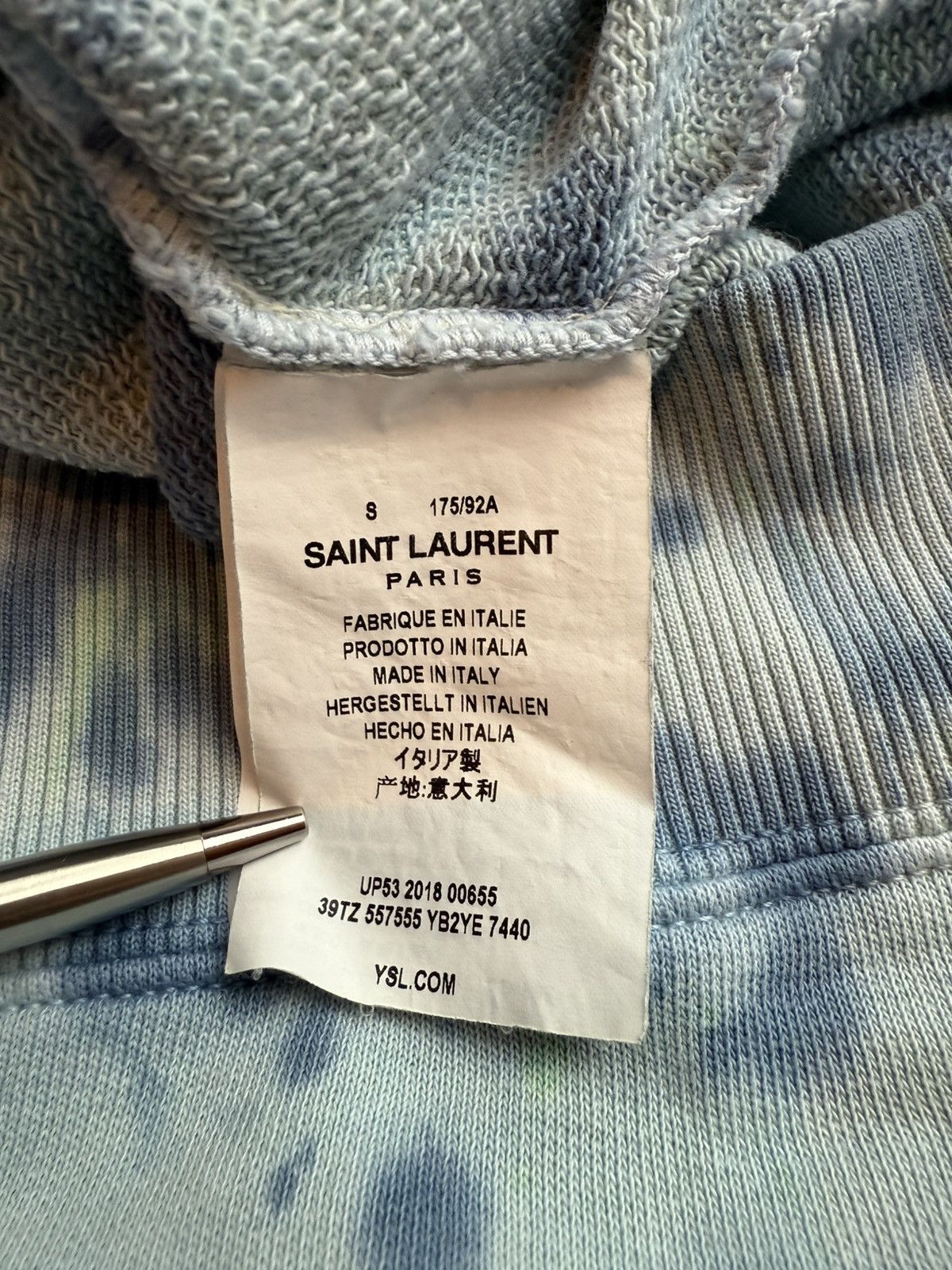 Saint Laurent Paris SS19 Saint Laurent rive gauche logo tie dye blue hoodie S Size US S / EU 44-46 / 1 - 19 Thumbnail