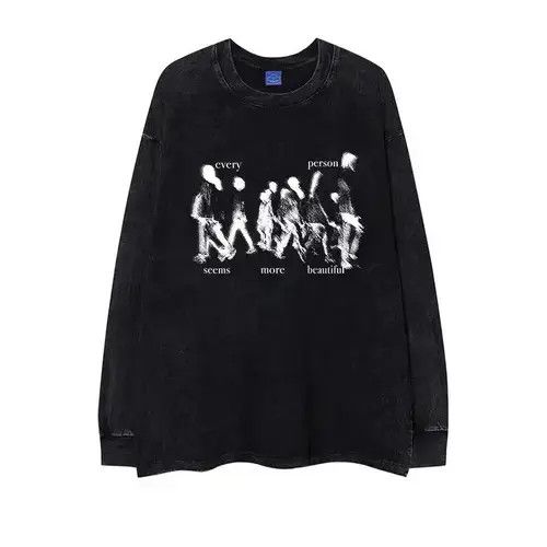 VIBE Vintage silhouette print distressed long sleeve t-shirt Size US S / EU 44-46 / 1 - 7 Thumbnail