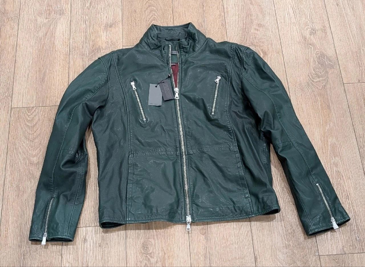 John Varvatos John Varvatos Racer Leather Zip Up Jacket Seaweed 50 US 40 Size US M / EU 48-50 / 2 - 1 Thumbnail