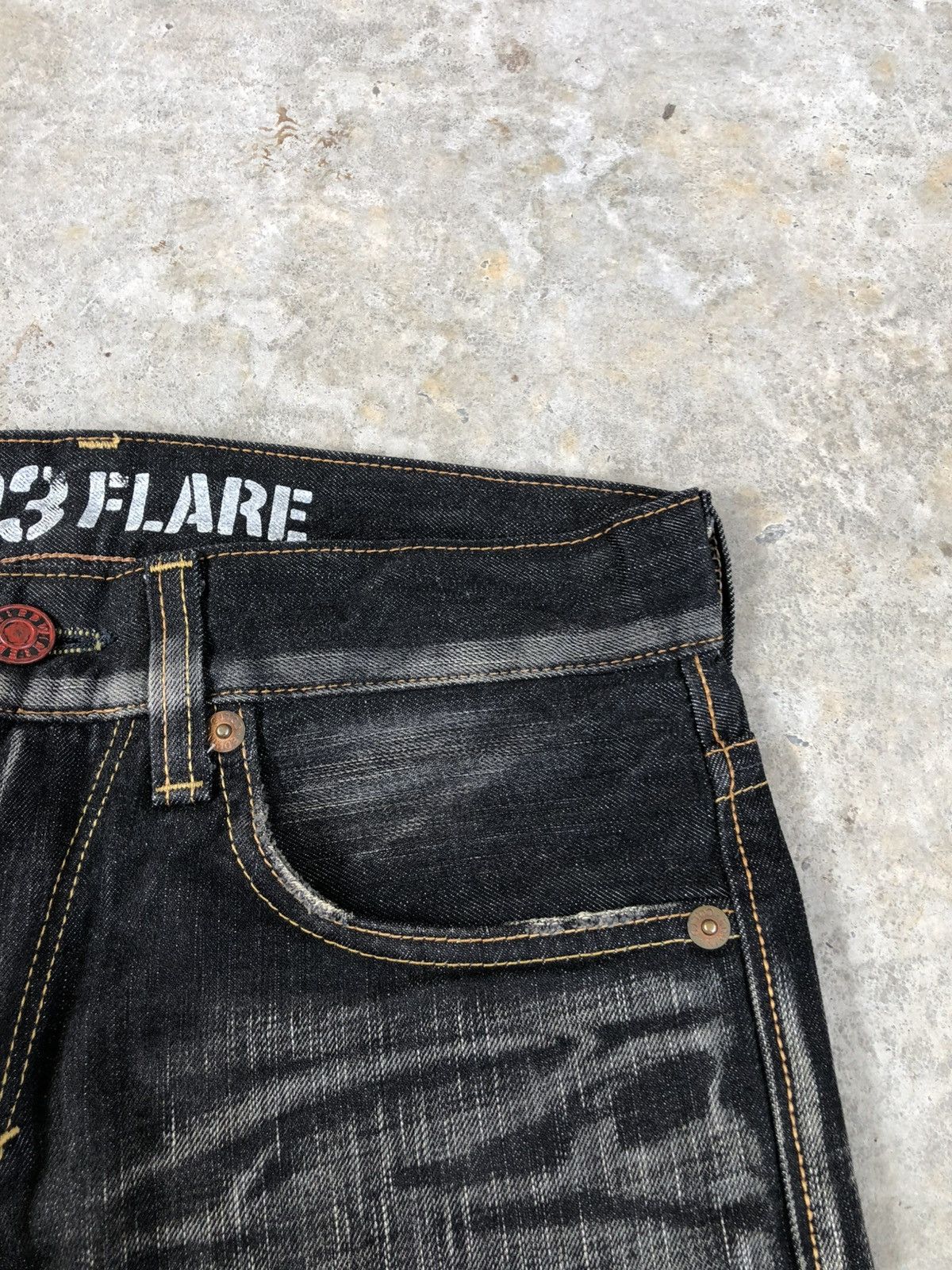If Six Was Nine Edwin 503 Flared Distressed Jeans Whiskered Size US 30 / EU 46 - 15 Thumbnail