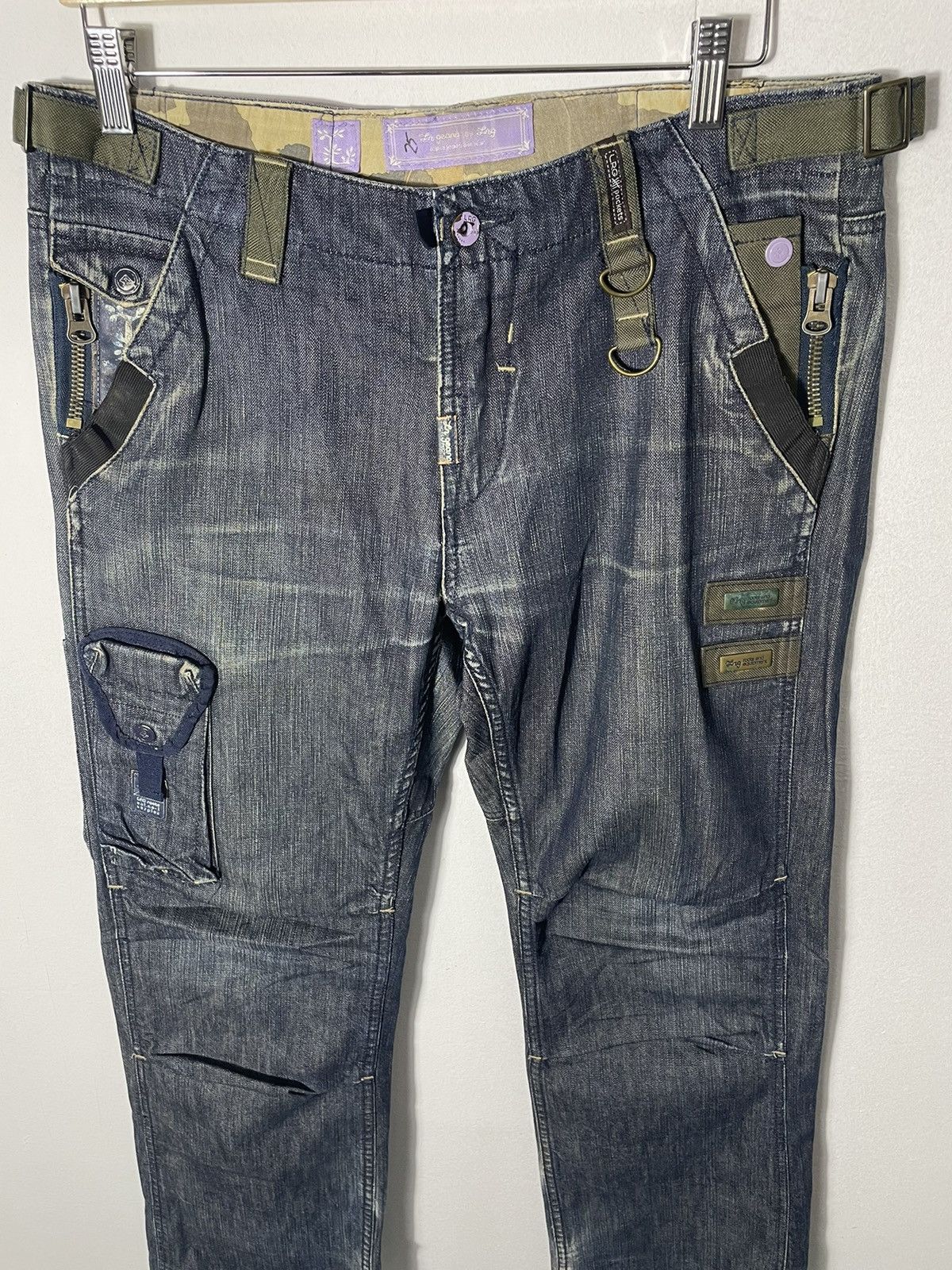 Japanese Brand LNG Multi Pockets Flair Cut Jeans Size US 35 - 1 Thumbnail