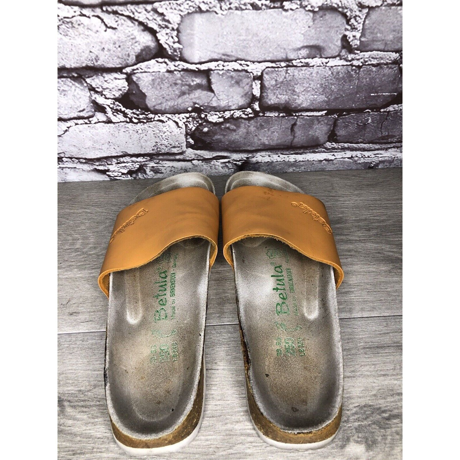 Birkenstock Betula Birkenstock Orange Leather Cork Strap Slide Sandals W Size US 8.5 / IT 38.5 - 3 Thumbnail