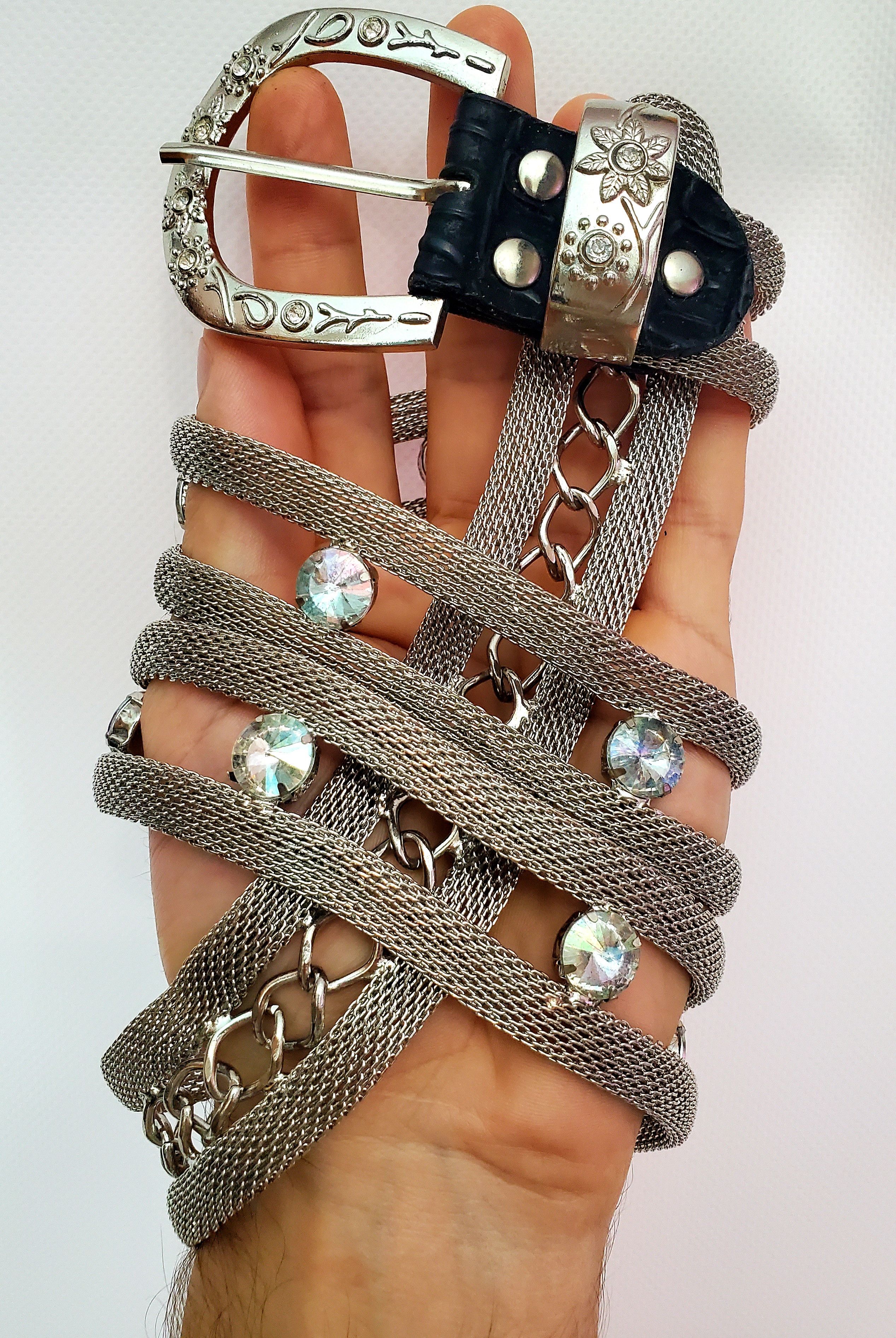 Hysteric Glamour × Japanese Brand × Vintage Vintage Amazing Metal Belt perfect condition M length 97 cm Size 32 - 4 Thumbnail
