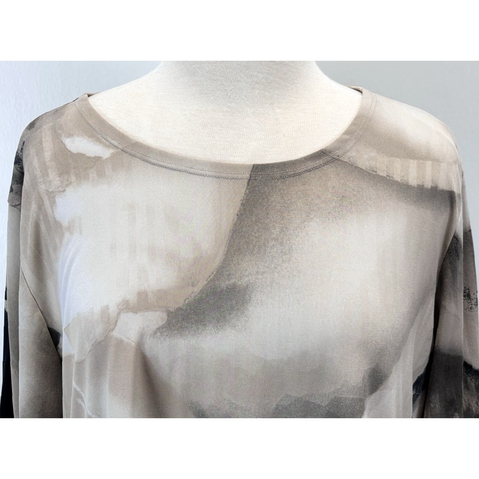 Vintage Clara Sun Woo Taupe Tunic Shirt Top Sz 1X Plus Women’s 3/4 Sleeve Stretch Size XL / US 12-14 / IT 48-50 - 5 Thumbnail