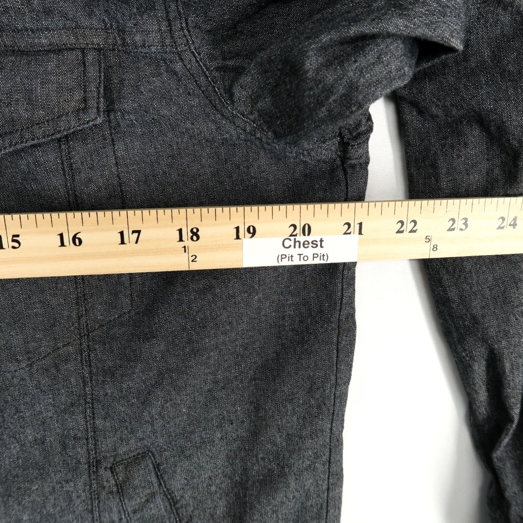 Black Scale Black Scale Denim Shirt Jacket Mens Large Black Denim Trucker Snap Front Bomber Jacket Size US L / EU 52-54 / 3 - 3 Thumbnail