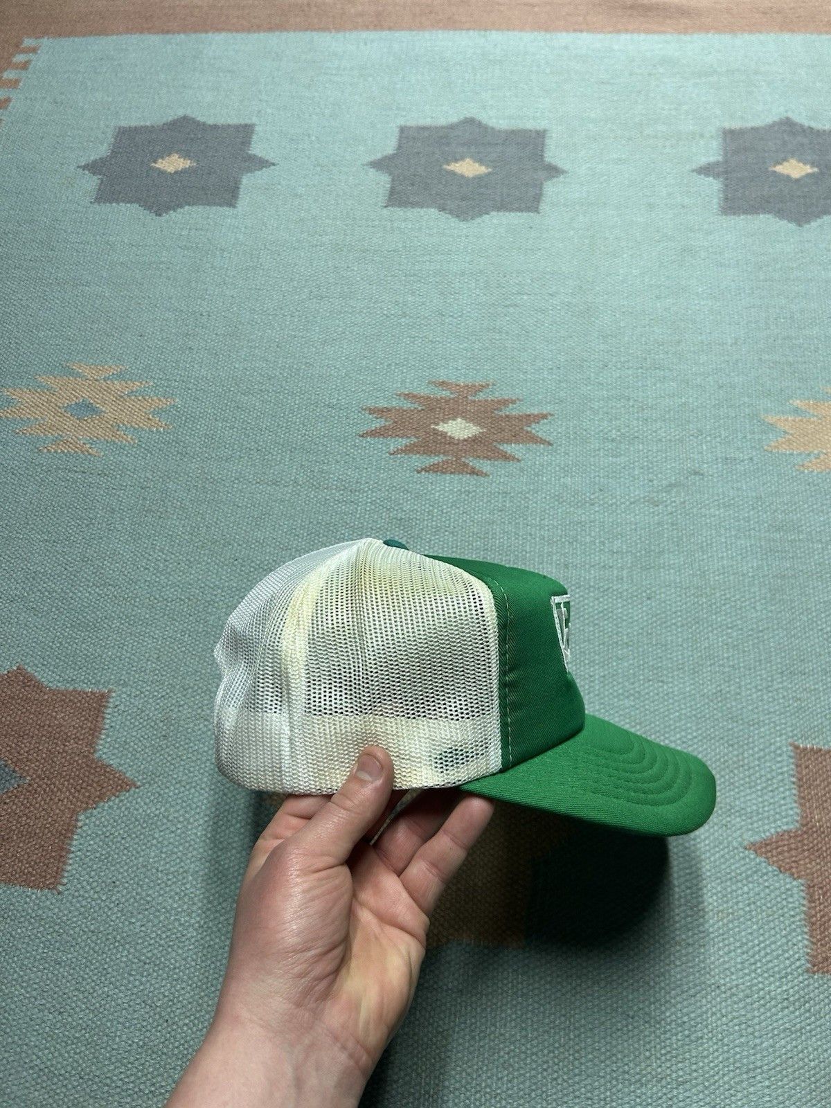 Vintage Vtg trucker hat mesh Era II patch green white 2 tone BROKEN Size ONE SIZE - 9 Thumbnail