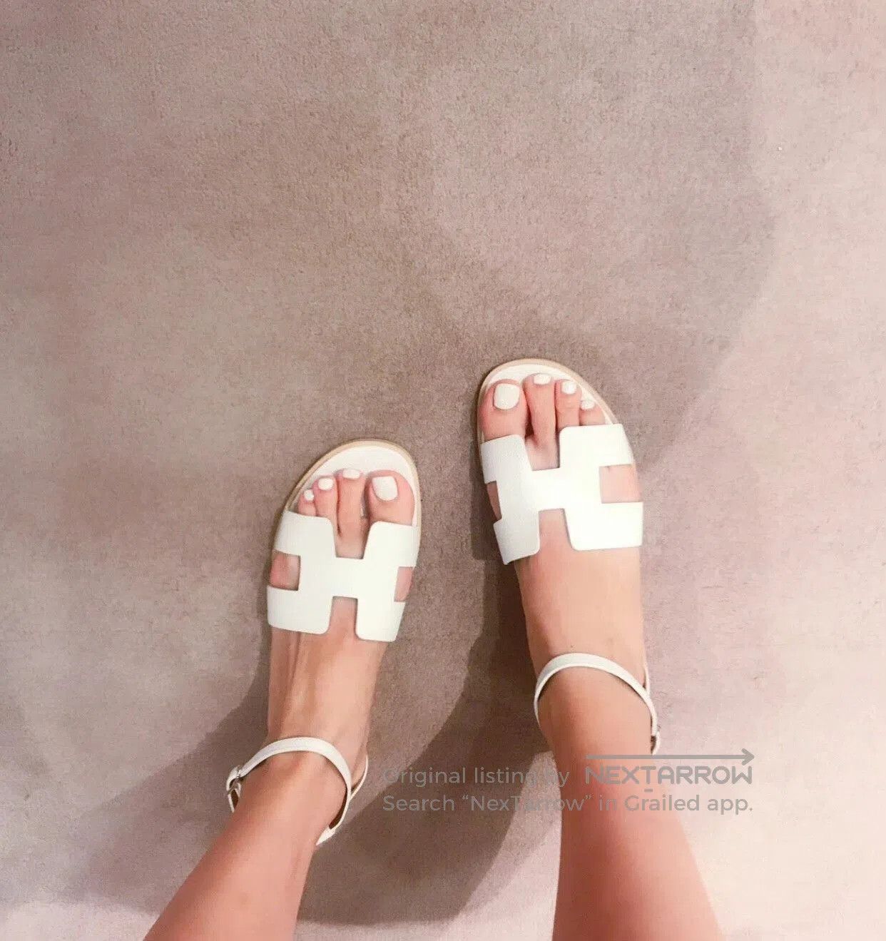 Hermes Hermes White H Logo Tower Buckle Sandals. Size US 6 / IT 36 - 2 Thumbnail