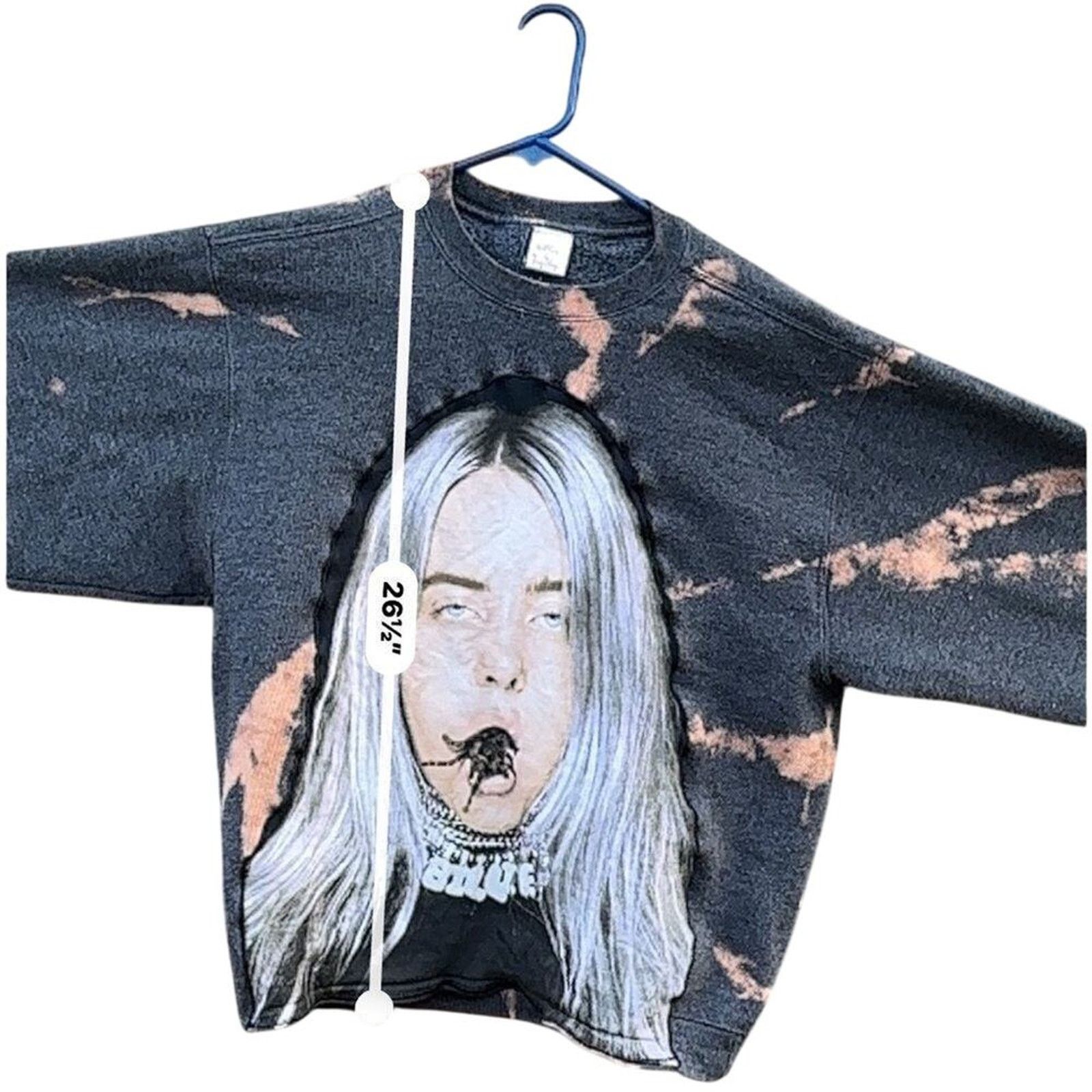 Other Billie Eilish Upcycled Bleach Dyed Crewneck Sweatshirt OOAK Size US L / EU 52-54 / 3 - 12 Thumbnail