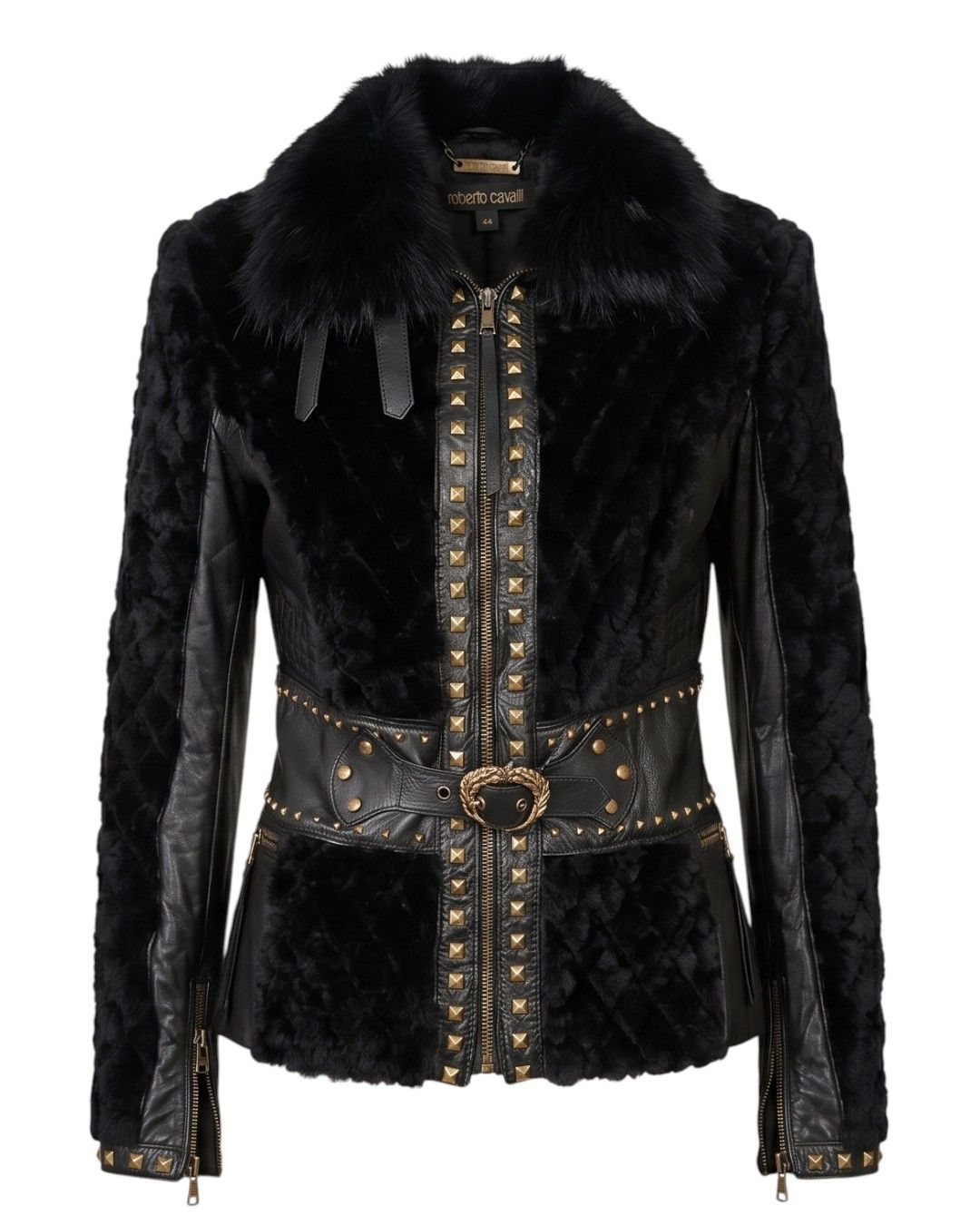 Roberto Cavalli SILVER FOX LEATHER JACKET Size M / US 6-8 / IT 42-44 - 1 Thumbnail