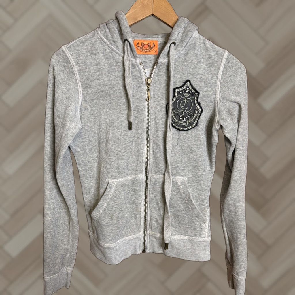 Juicy Couture Vintage Juicy Couture Grey Velour Jacket Zip-up Logo Full Zip S Size S / US 4 / IT 40 - 1 Thumbnail
