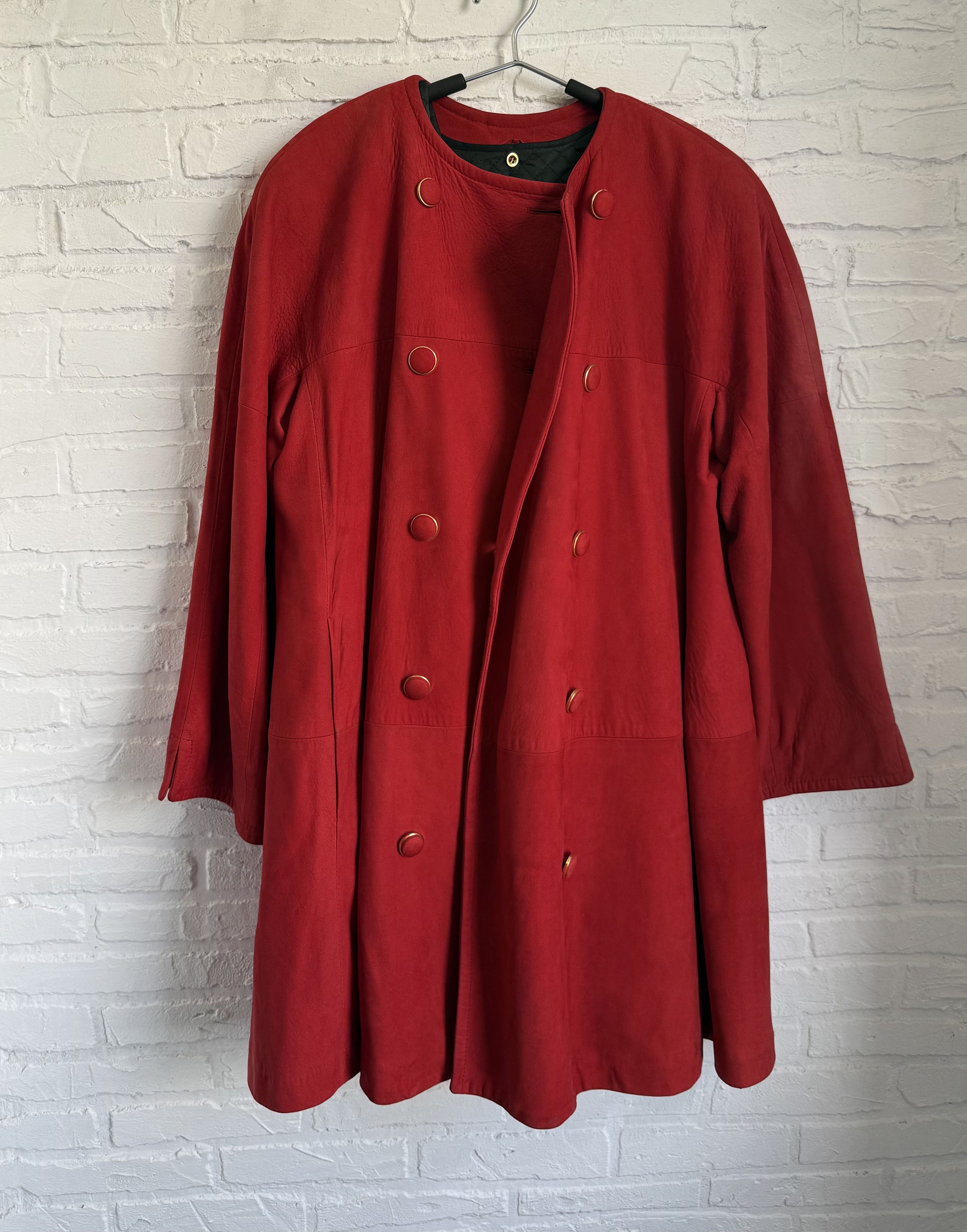 Gianfranco Ferre Vintage 80s Gianfranco Ferre red leather cape jacket Size ONE SIZE - 5 Thumbnail