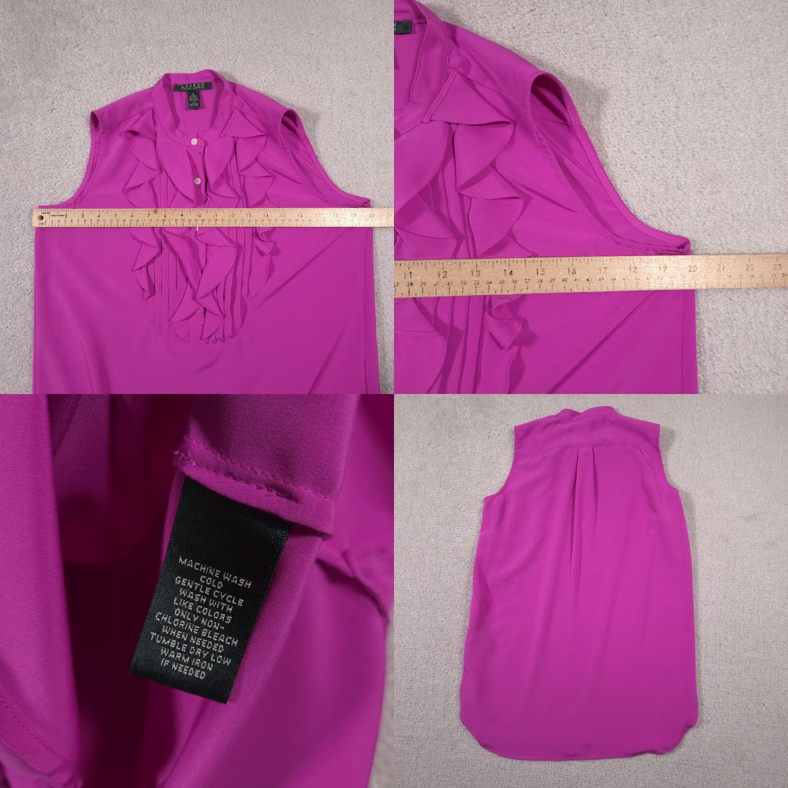Ralph Lauren Lauren Ralph Lauren Blouse Womens 8 Pink Ruffle Sleeveless Tunic Top Dressy Size M / US 6-8 / IT 42-44 - 8 Thumbnail