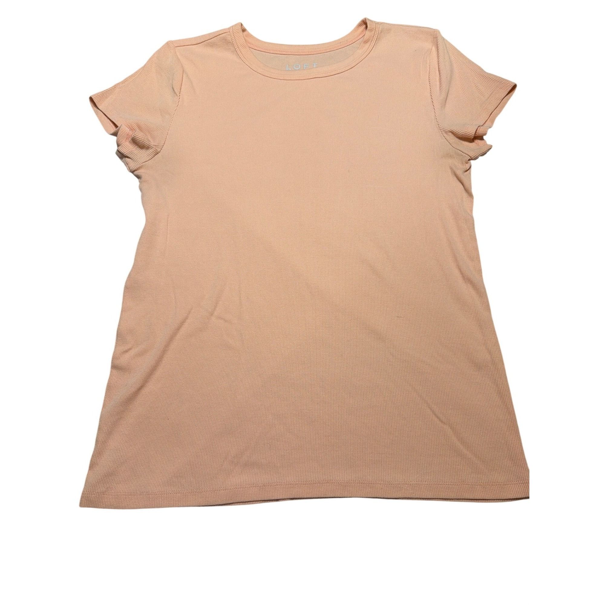 Loft 2 Loft Short Sleeve T Shirts Peach Ribbed Orange White V Nec Size L / US 10 / IT 46 - 2 Thumbnail