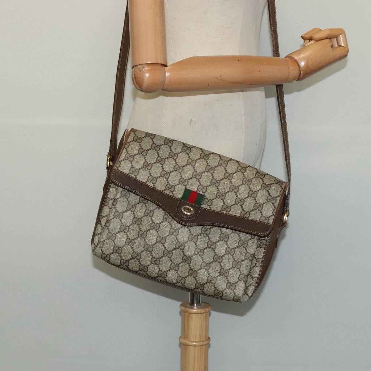 Gucci GUCCI GG Supreme Web Sherry Line Bag Pvc Beige Gold 904 02 Size ONE SIZE - 22 Thumbnail