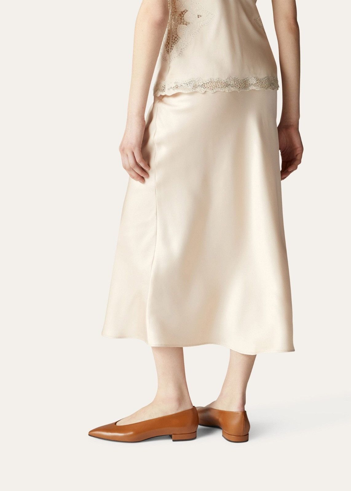 Loro Piana o1srvl11e0824 Simona Silk Skirt in Ivory Size 26" / US 2 / IT 38 - 3 Thumbnail