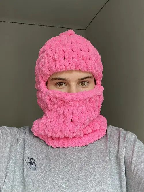 Aran Isles Knitwear × Handmade × Hypebeast Handmade Fluffy Knitted Balaclava Bunny Teddy Bear Style Size ONE SIZE - 4 Thumbnail