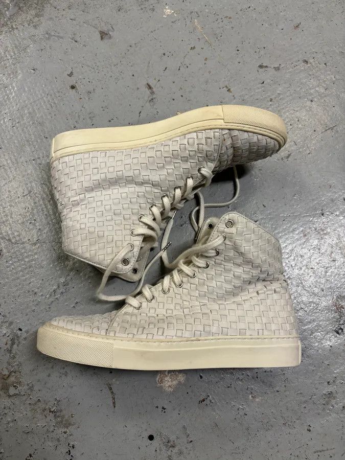 The Last Conspiracy The Last Conspiracy Cream Leather Woven High-Top Sneakers Size US 9 / IT 39 - 7 Thumbnail