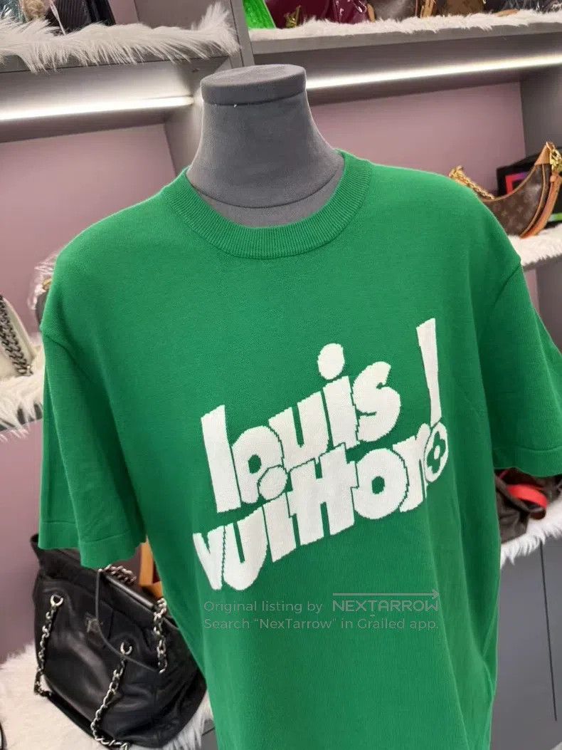 Louis Vuitton Louis Vuitton Green slogan logo knit half-sleeve T-shirt Size US L / EU 52-54 / 3 - 6 Thumbnail