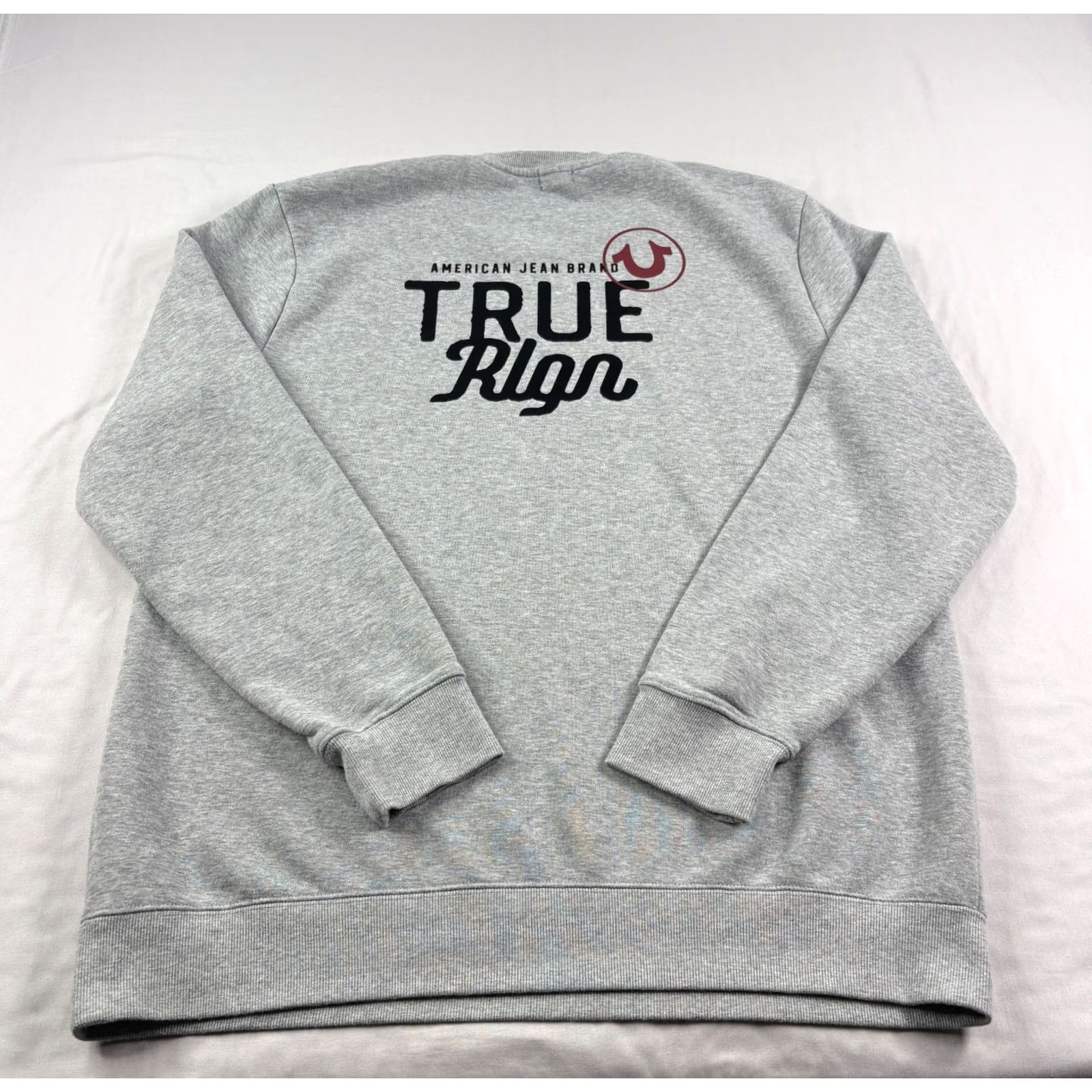 True Religion True Religion Sweatshirt Mens 3XL Gray Crew Neck Pullover Flock Logo Spell Out Size US XXL / EU 58 / 5 - 2 Thumbnail