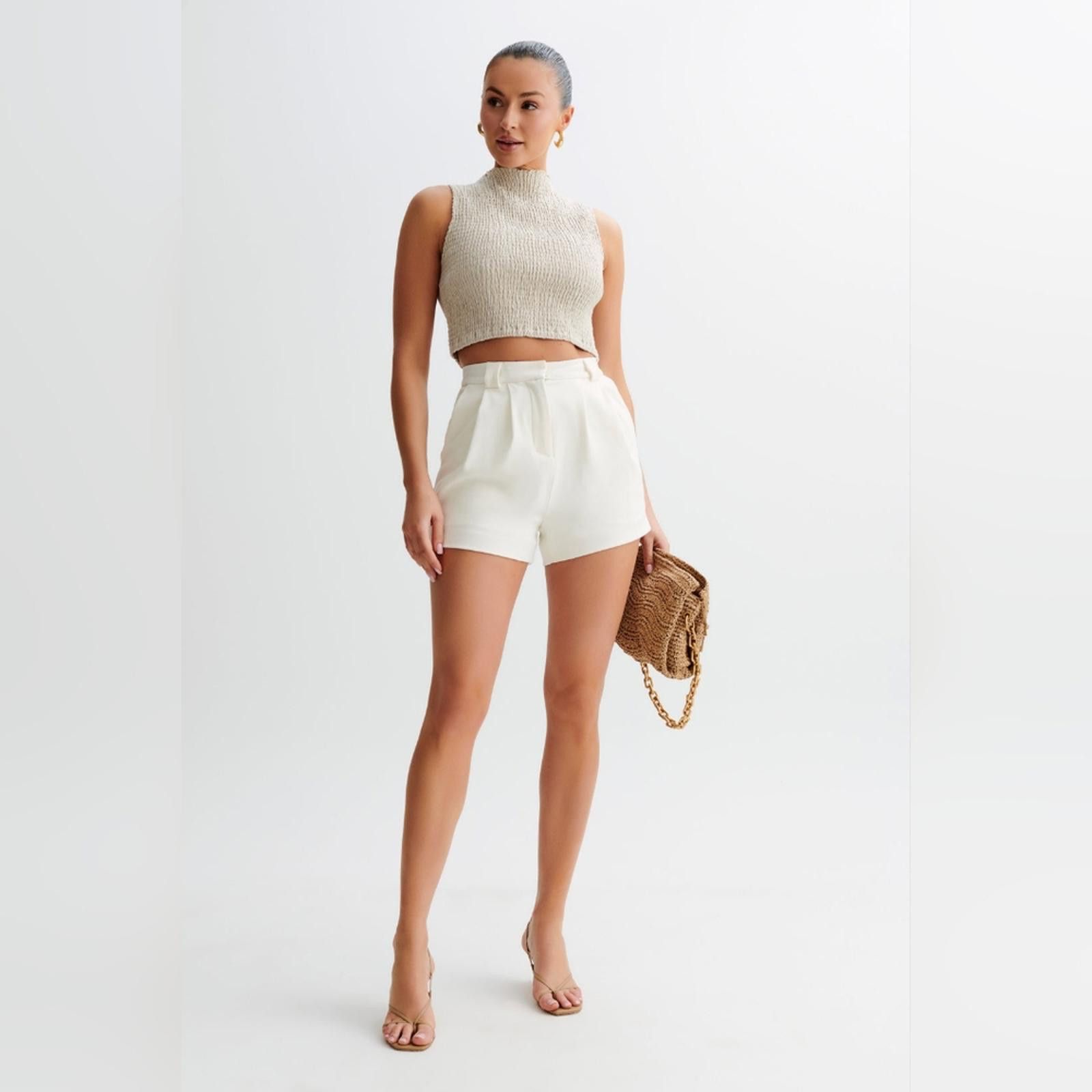 Designer Sigourney Suiting Shorts - Ivory Size 28" / US 6 / IT 42 - 5 Thumbnail