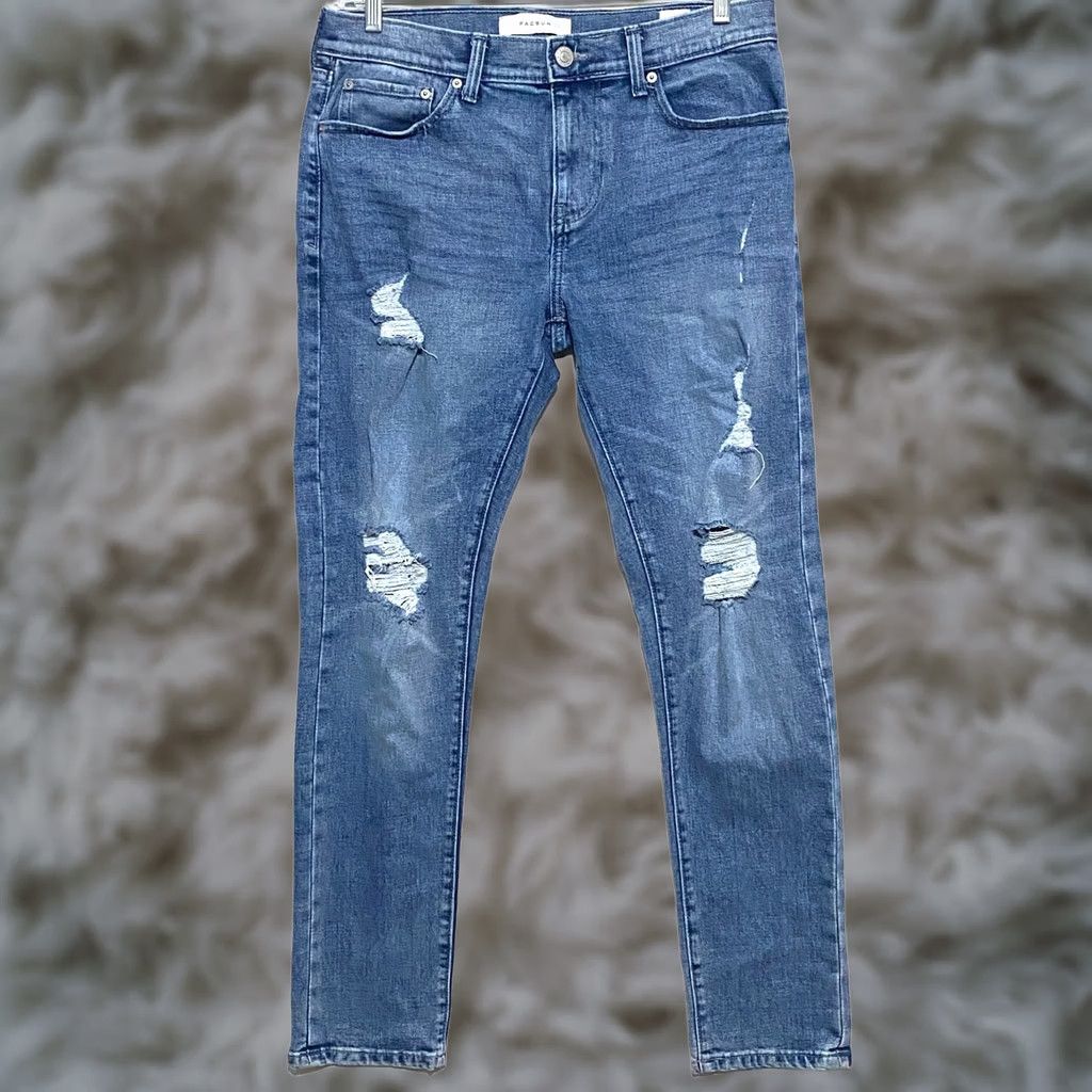 Pacsun PacSun Slim Fit Denim Jeans Mens 31x32 Distressed Ripped Medium Wash 5-Pocket Cotton Stretch Casual Jeans Men Size US 31 - 1 Thumbnail