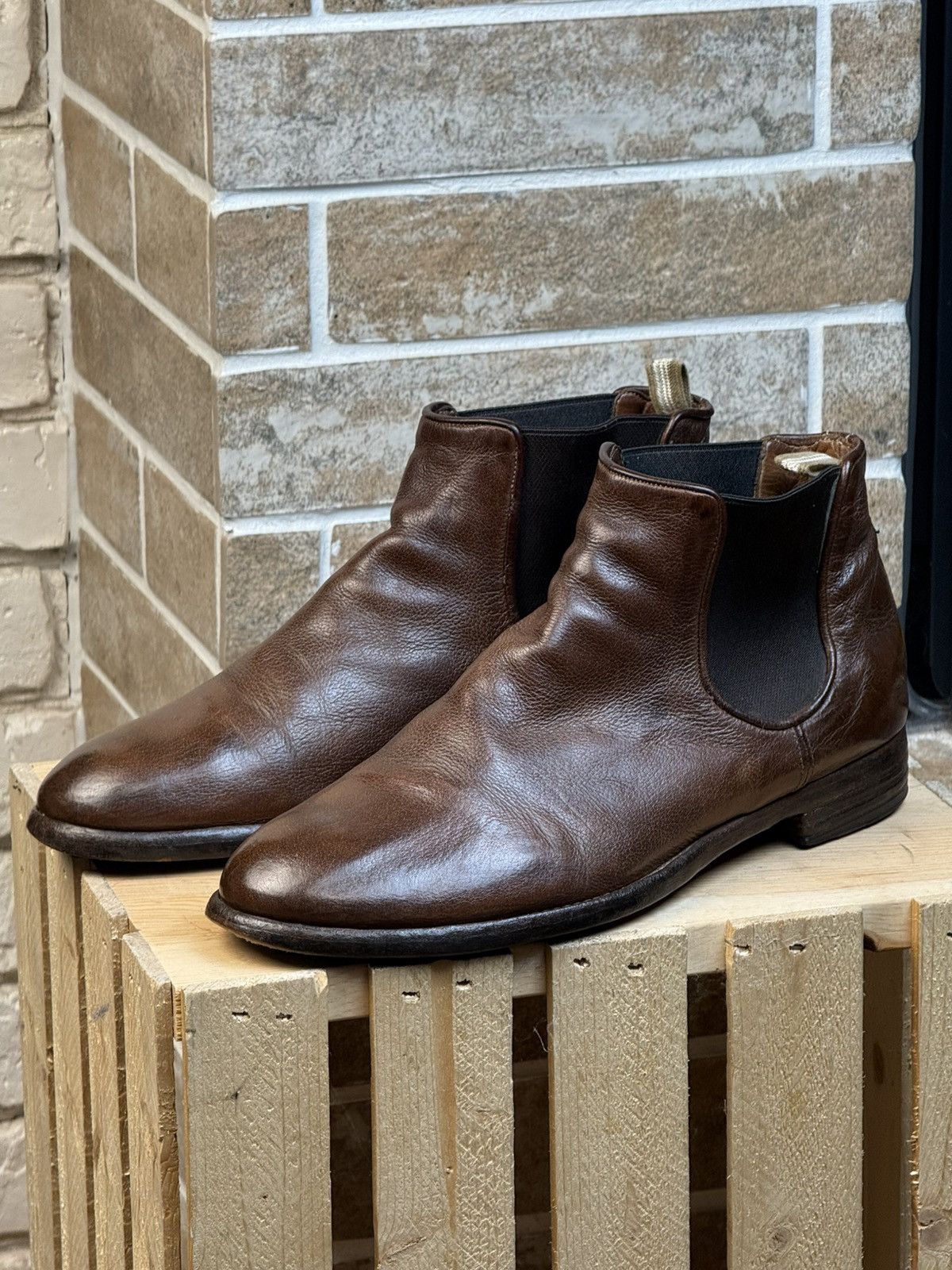 Officine Creative × Vintage Officine Creative Brown Leather Ceton Chealsea Boots Size US 9 / IT 39 - 4 Thumbnail