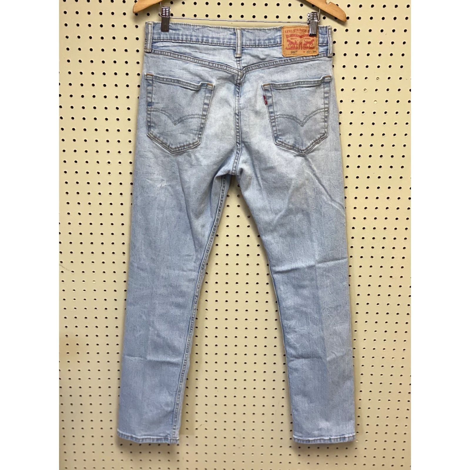 Levi's Levi's Mens 502 Denim Jeans Light Wash Regular Taper Fit 32x33 Tagged 33x34 Blue Cotton Zip Button Vintage No Mens Size US 33 - 2 Thumbnail