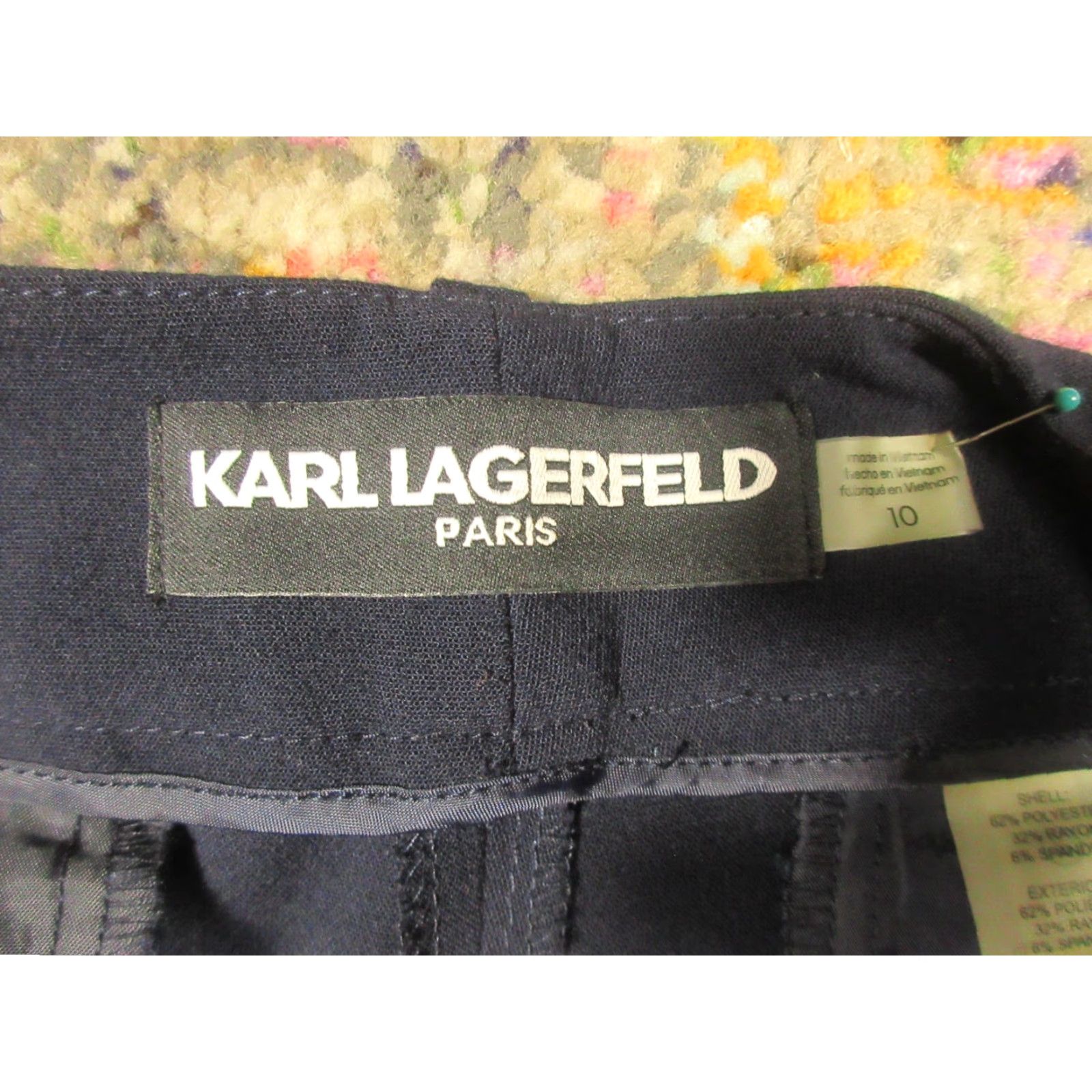 Karl Lagerfeld Karl Lagerfeld Paris Womens Navy Blue Straight Leg Career Dress Pants Size 10 Size 32" / US 10 / IT 46 - 3 Thumbnail