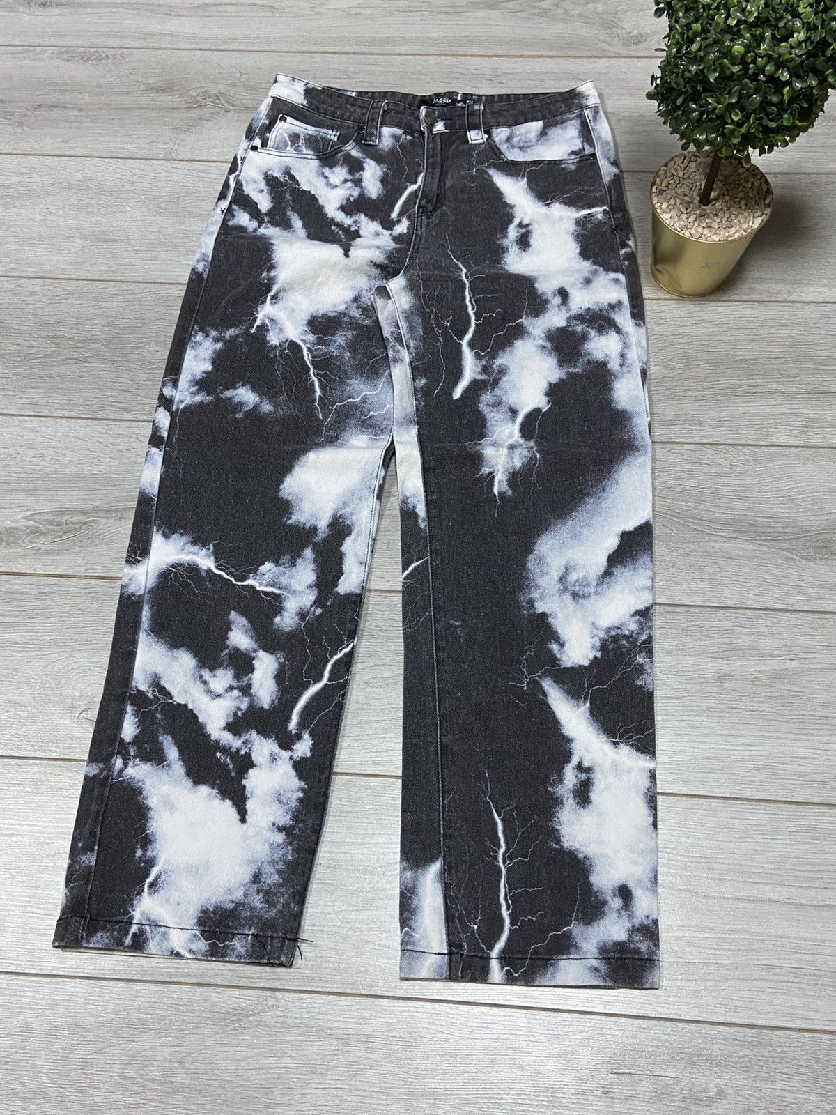 Jaded London Jaded lightning 🌩️ clouds over print designer pants jeans Size US 32 / EU 48 - 3 Thumbnail