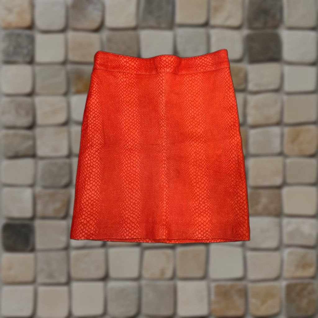 NBD NBD Mini Skirt Womens XS Orange Snake Texture Leather Lined Formal City Spring/Summer Women Skirt, Zipper, High Rise Size 26" / US 2 / IT 38 - 1 Thumbnail