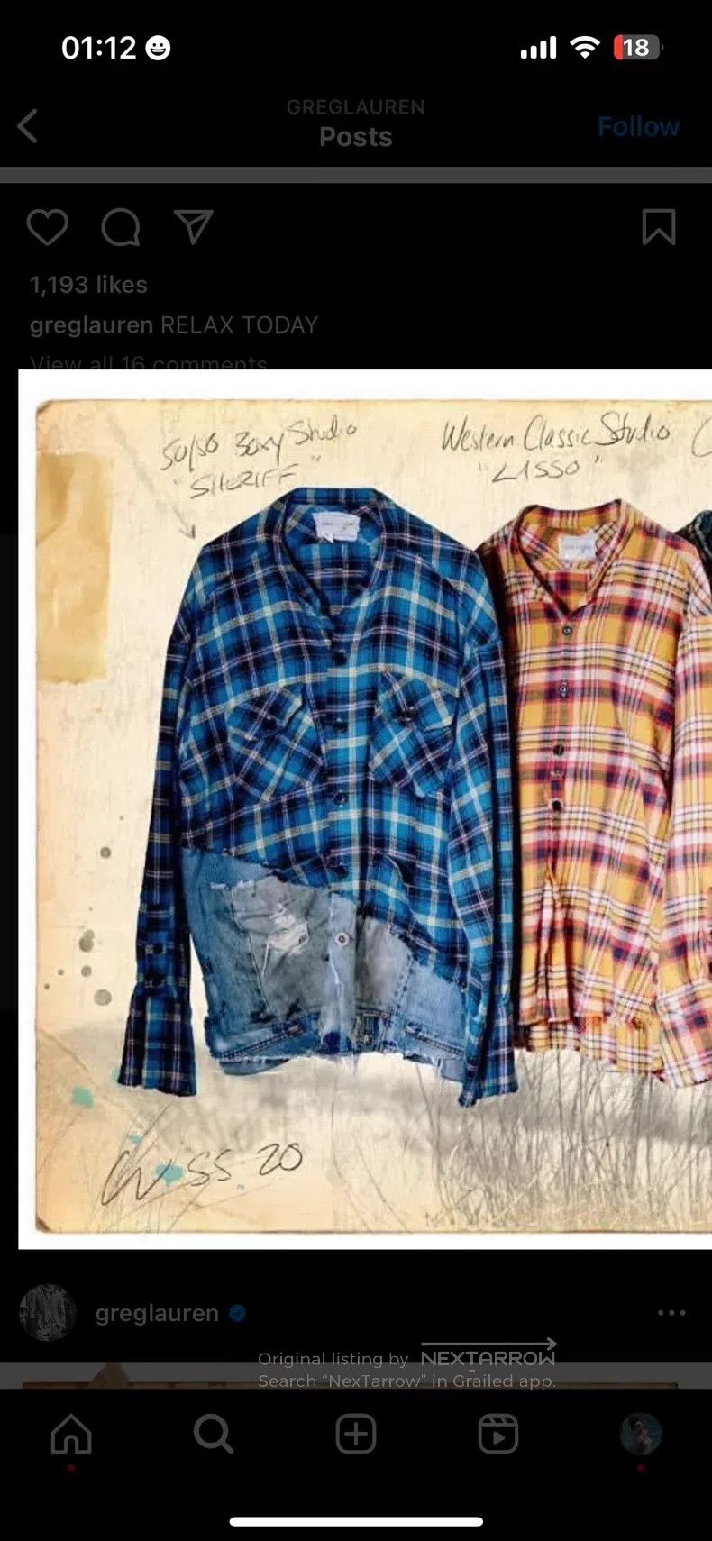 Greg Lauren Greg Lauren Denim Patchwork Plaid Shirt Size US XL / EU 56 / 4 - 3 Thumbnail