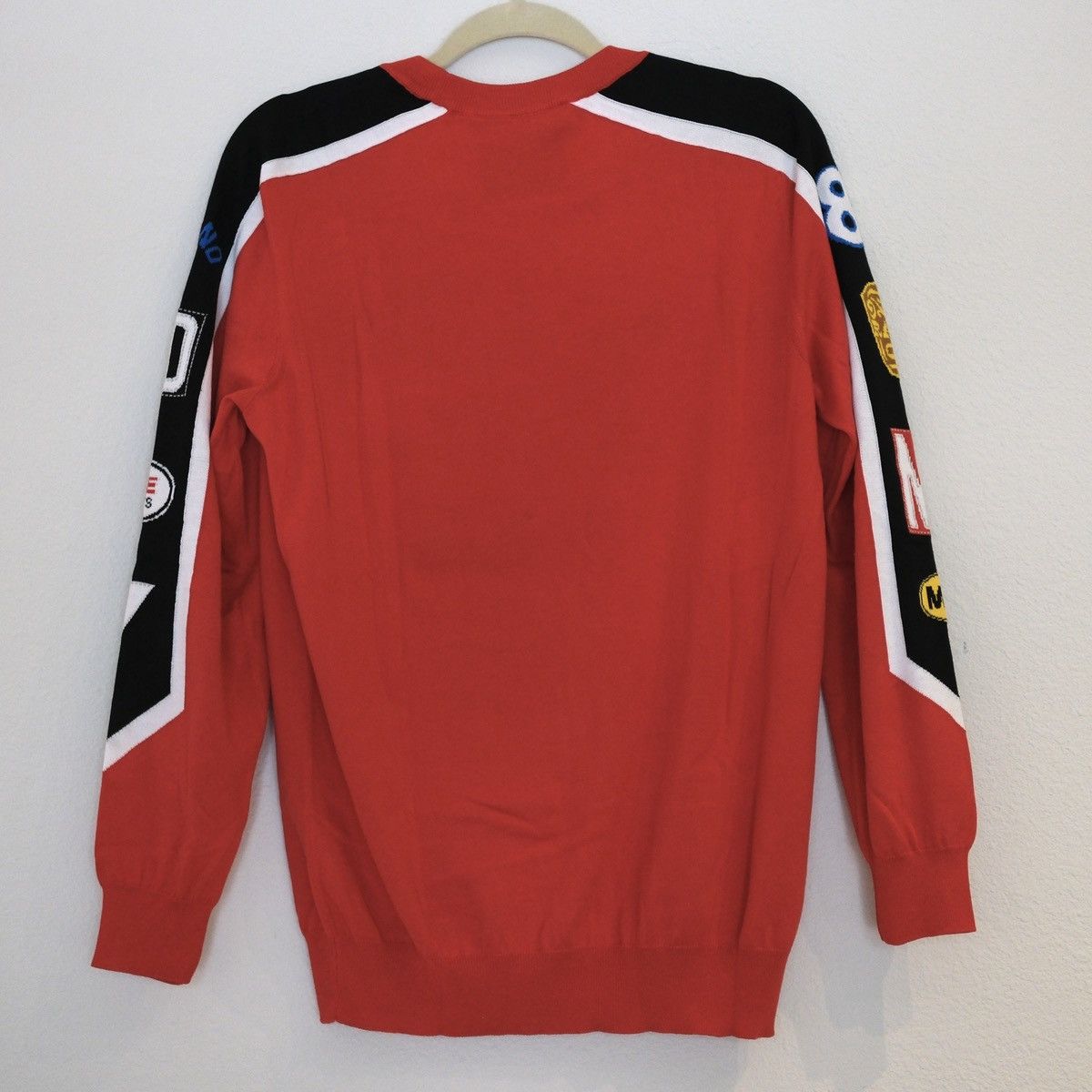 Moschino Moschino Racing Sweater Red Cotton Knit Logo Patches Size US M / EU 48-50 / 2 - 2 Thumbnail